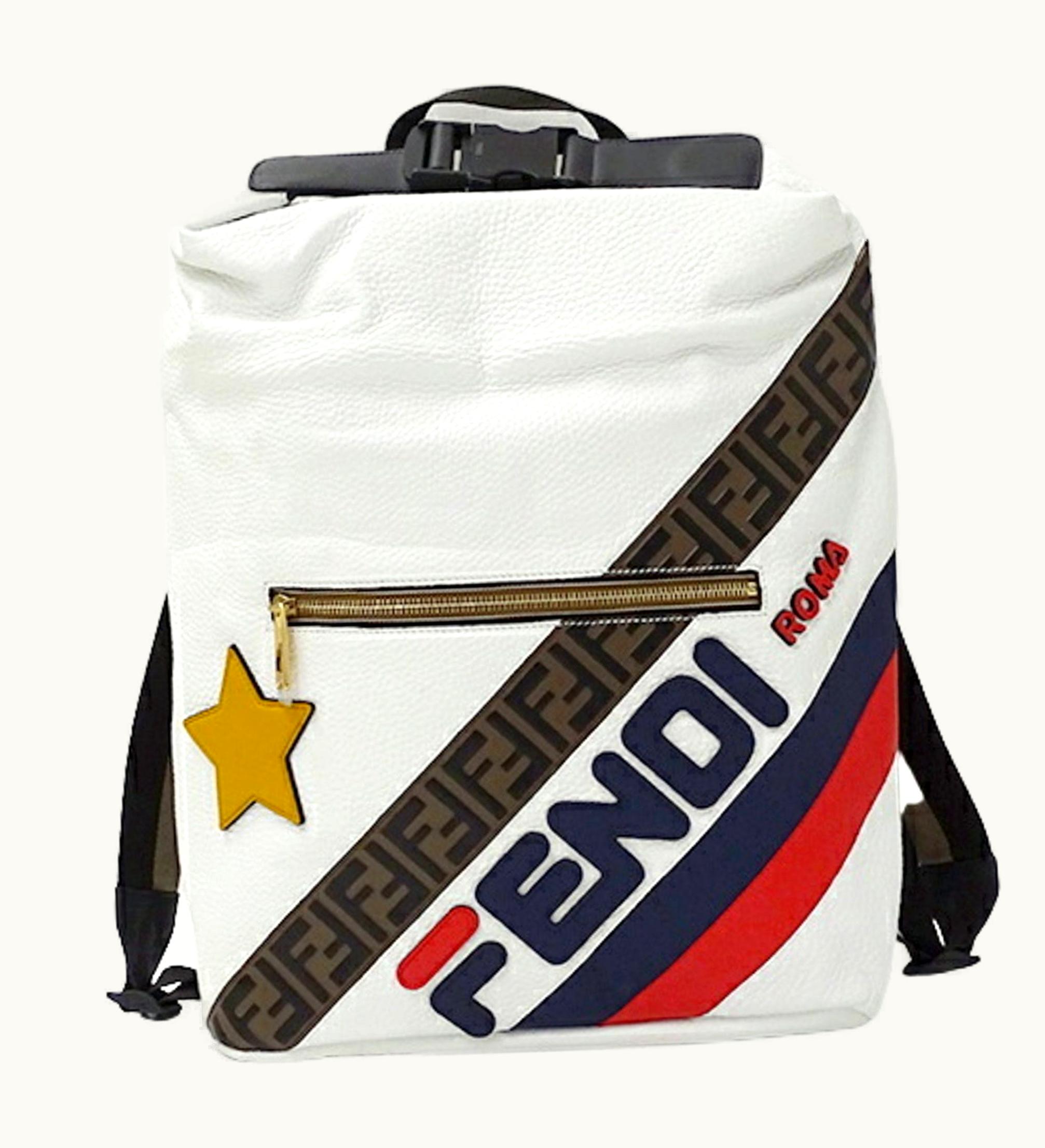 Fendi Fendi Bag Men's Rucksack Backpack Leather Mania White 7Vz044 Fira Collaboration