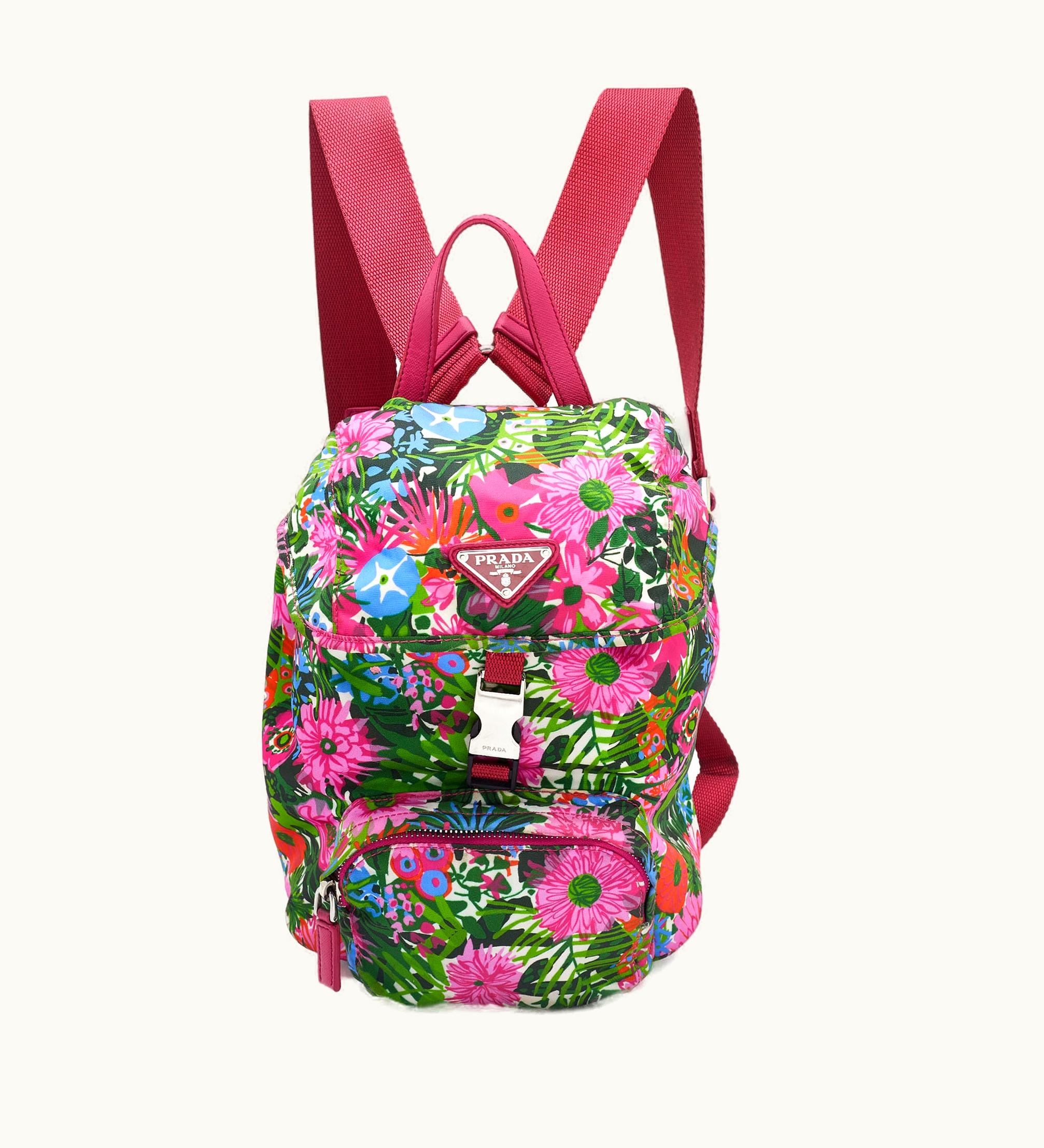 Prada Prada Multicolor Floral Print Nylon Drawstring Backpack