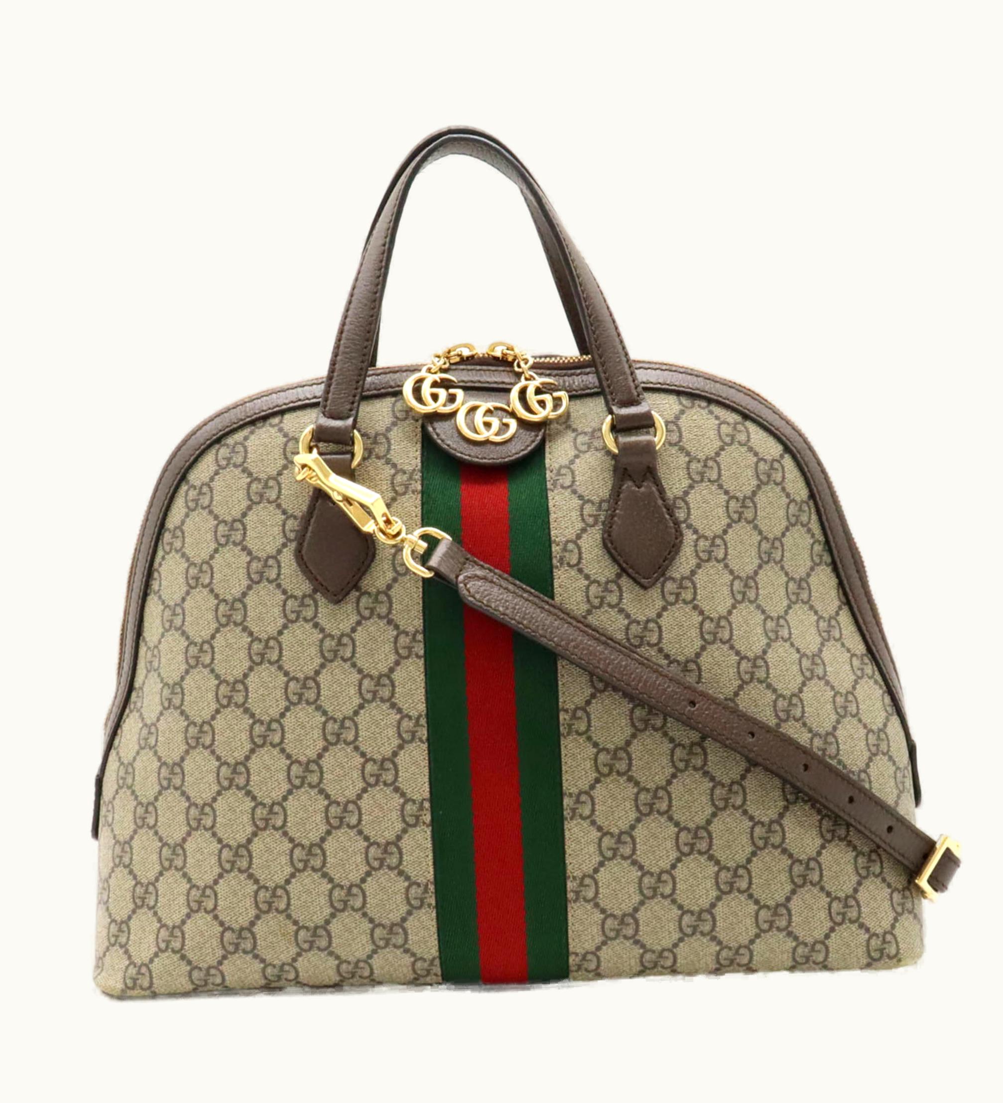 Gucci Gucci Ophidia GG Supreme Medium Handbag Shoulder Leather Beige Mocha Brown 524533