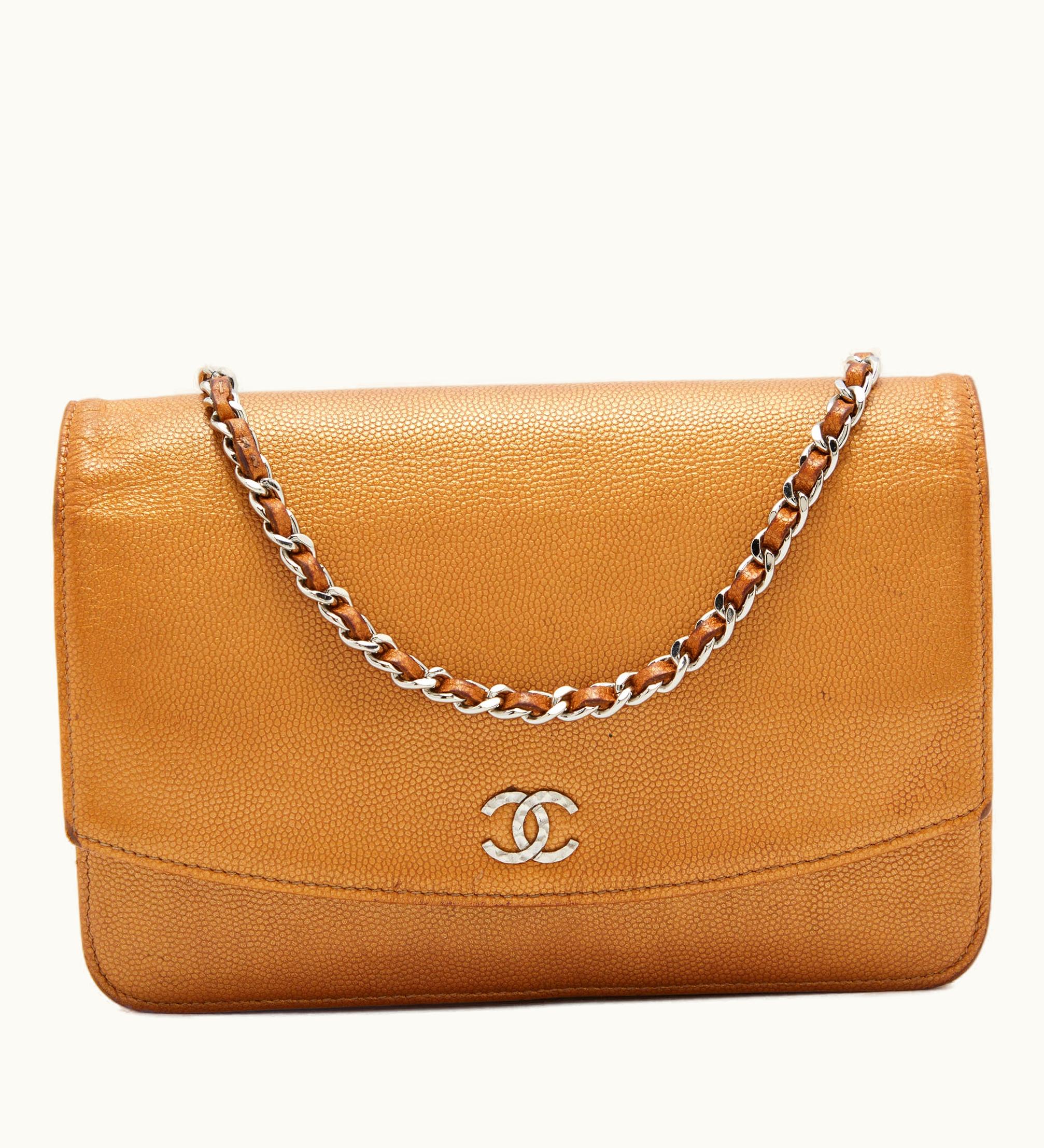 Chanel Chanel Metallic Bronze Caviar Leather Sevruga Wallet On Chain