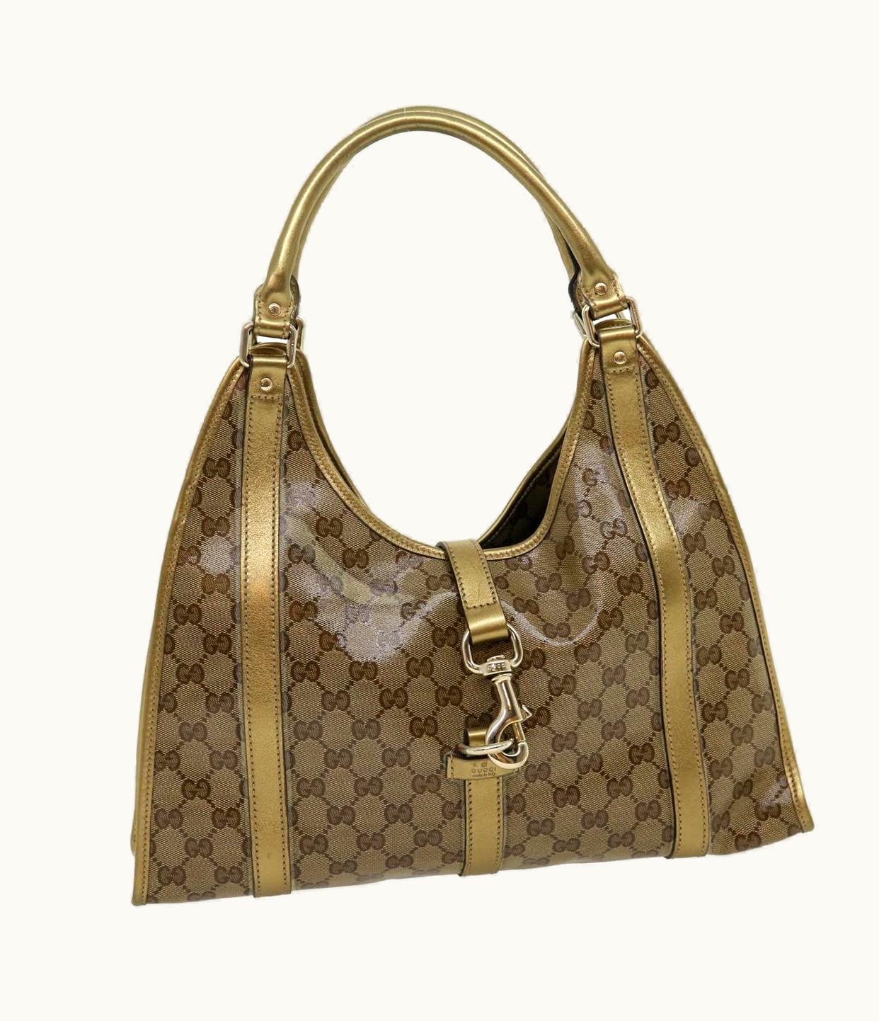 Gucci Gucci GG Canvas Shoulder Bag Coated Canvas Beige Gold