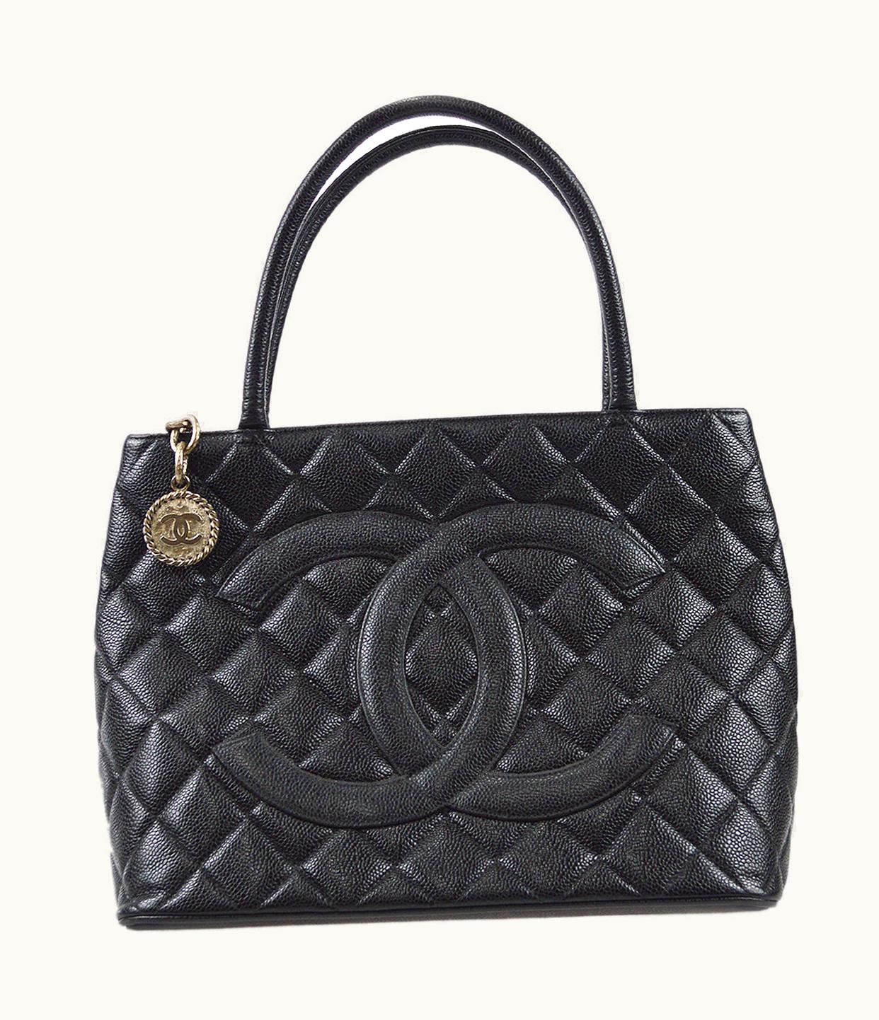 Chanel Chanel Medallion Quilted Tote Handbag Black Caviar 78536