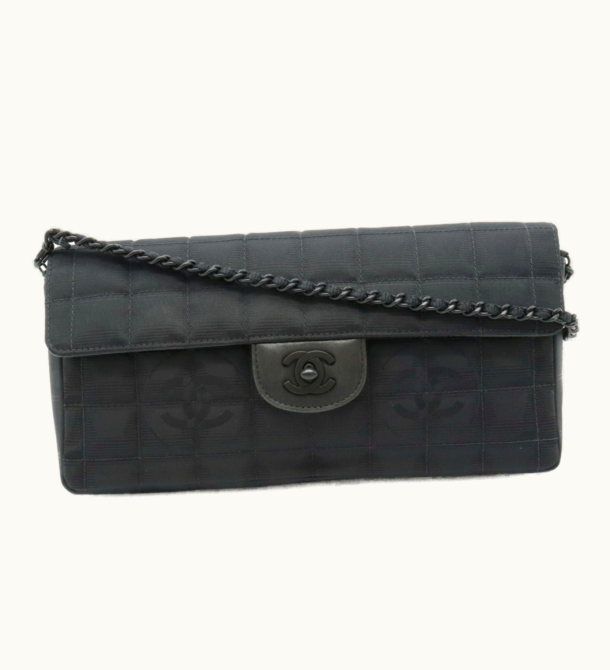 Chanel Chanel New Line Chain Shoulder Bag Nylon Black A15316