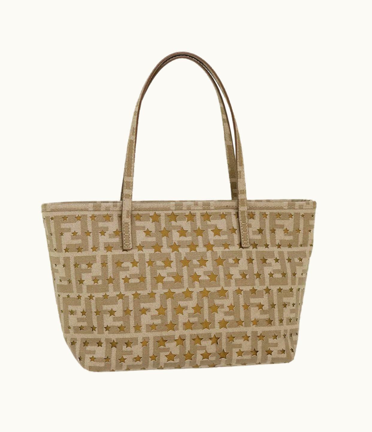 Fendi Fendi Zucca Canvas Star Tote Bag Gold Tone