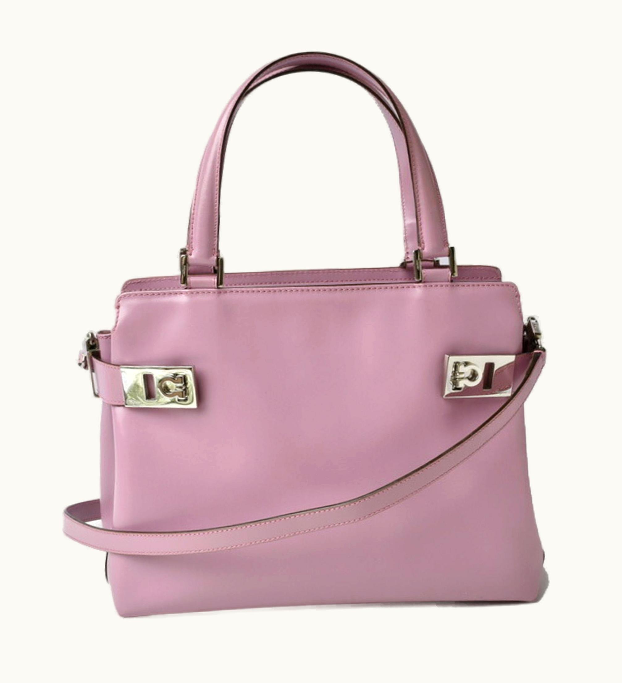Salvatore Ferragamo Salvatore Ferragamo Ferragamo Tote Bag / Shoulder 2Way Salvatore Gancini Leather Pink Purple Q-21 0167