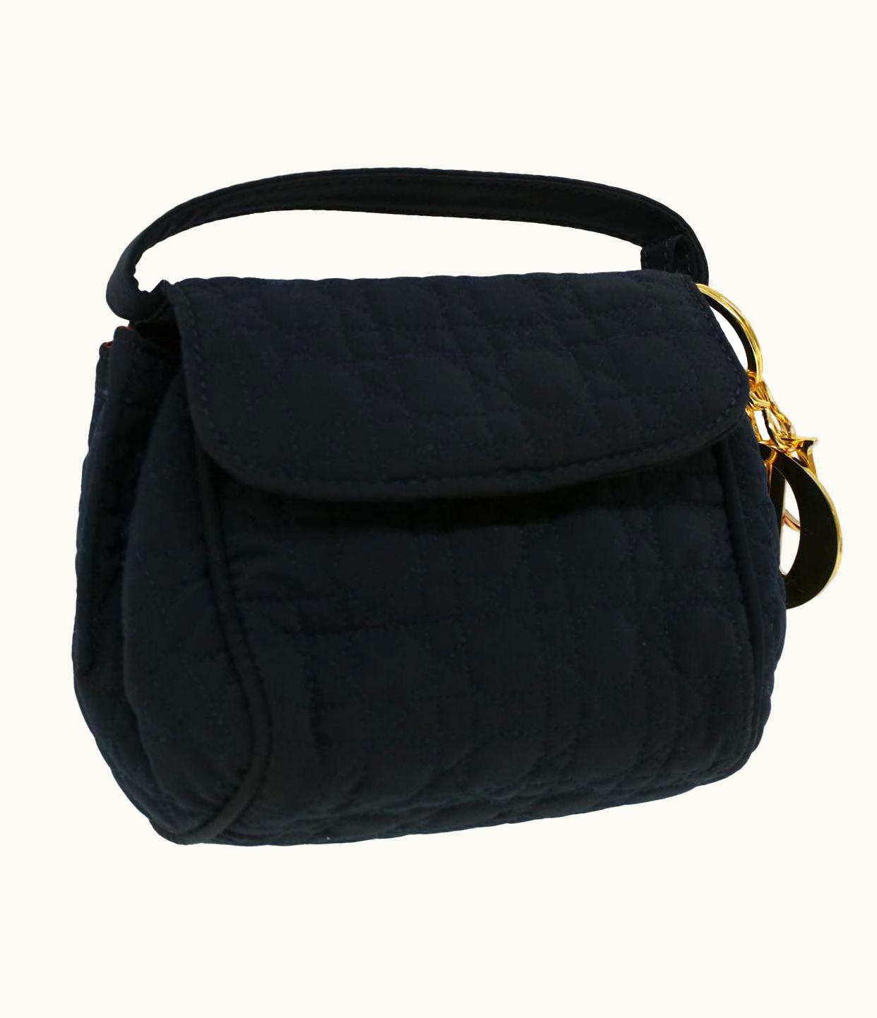 Dior Dior Christian Dior Lady Dior Canage Hand Bag Nylon Black