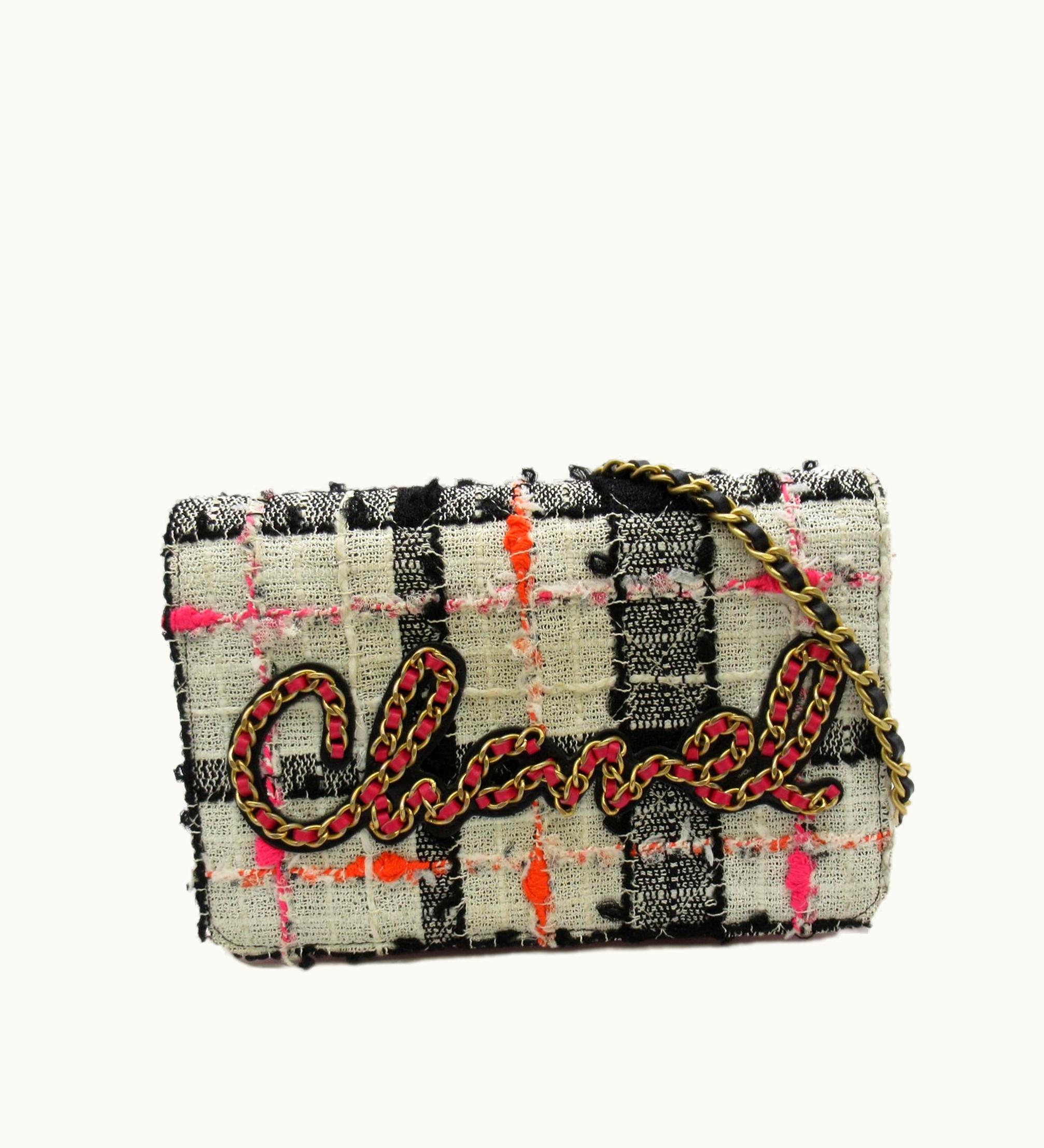 Chanel Chanel Tweed Logo Wallet On Chain Crossbody Bag