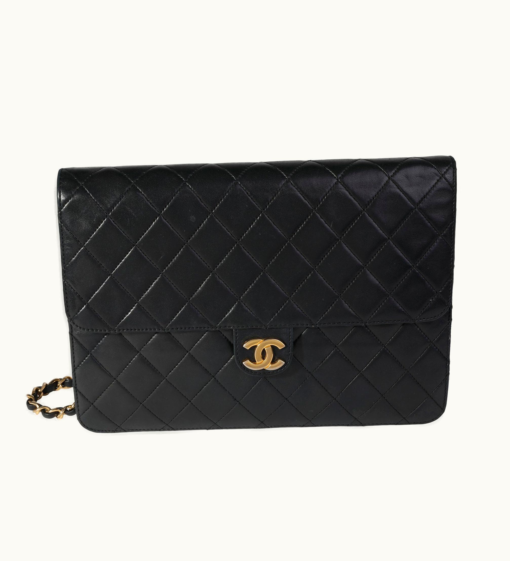 Chanel Chanel Vintage Black Quilted Lambskin Single Flap Bag