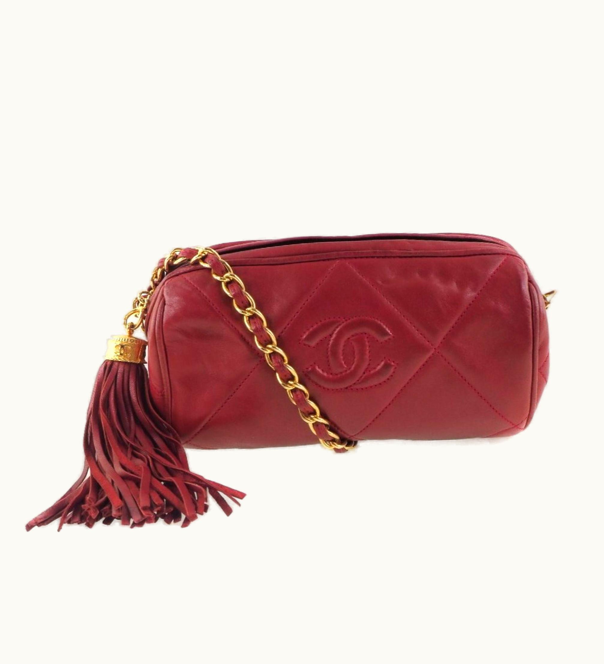 Chanel Chanel Chain Shoulder Matelasse Lambskin Red Ladies Bag