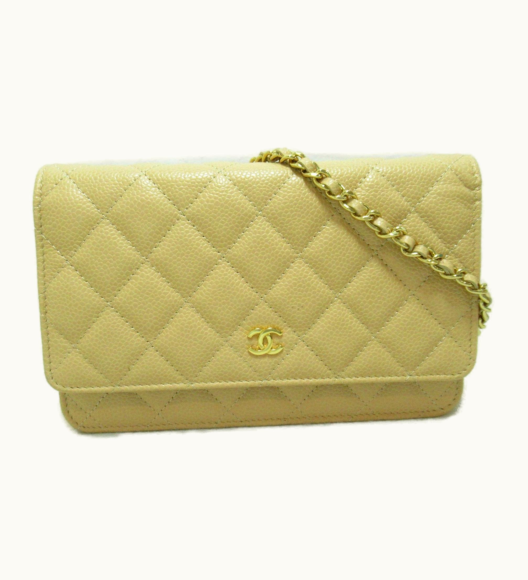Chanel Chanel Chain Wallet Shoulder Bag Beige Caviar Skin [Grained Calf] Ap0250