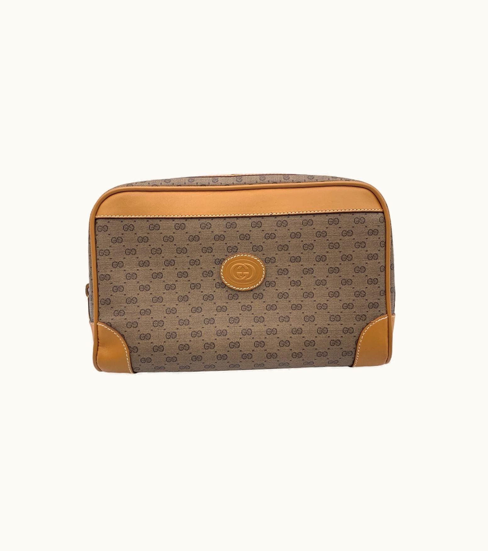 Gucci Gucci Vintage Beige Monogram Canvas Cosmetic Bag Clutch Bag