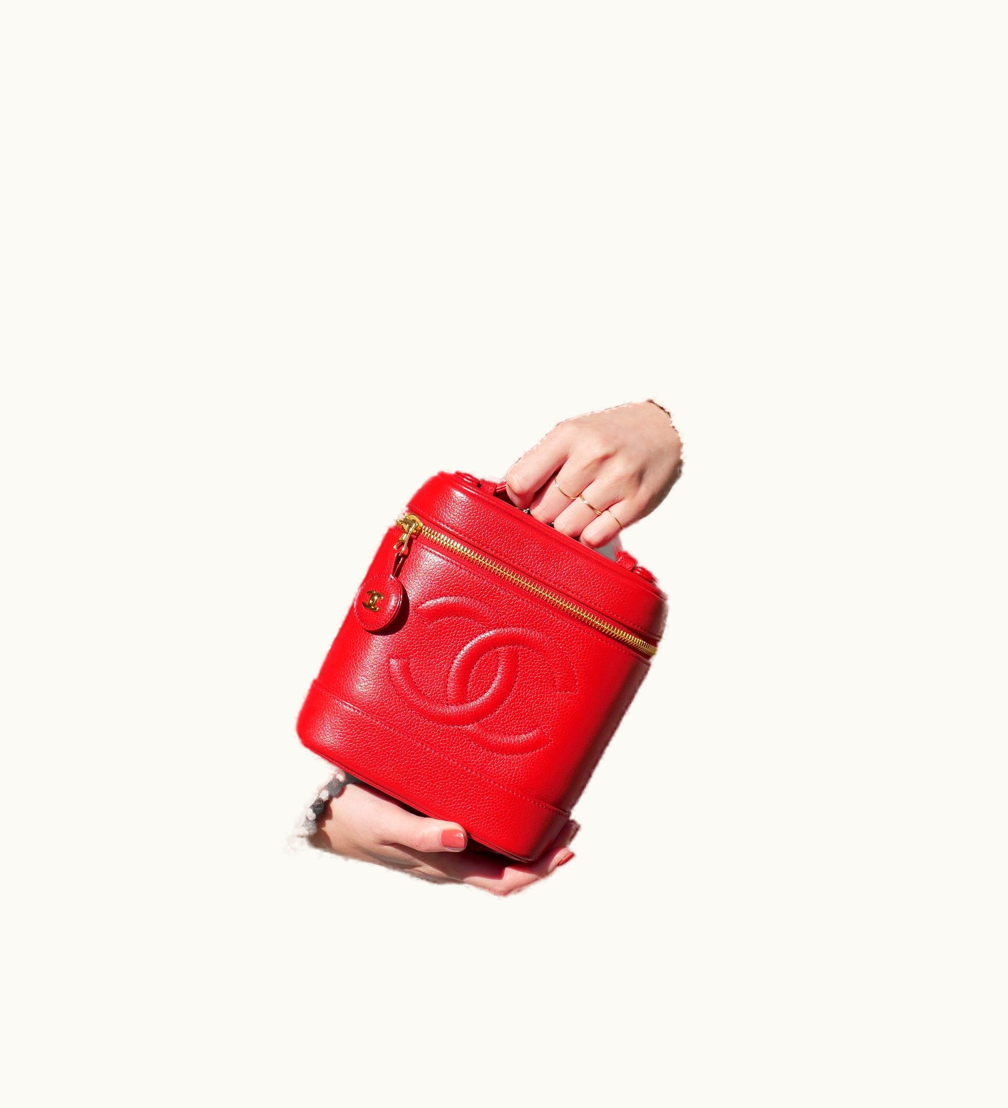 Chanel Chanel 1996-1997 Red Caviar Timeless Vanity Handbag 43923