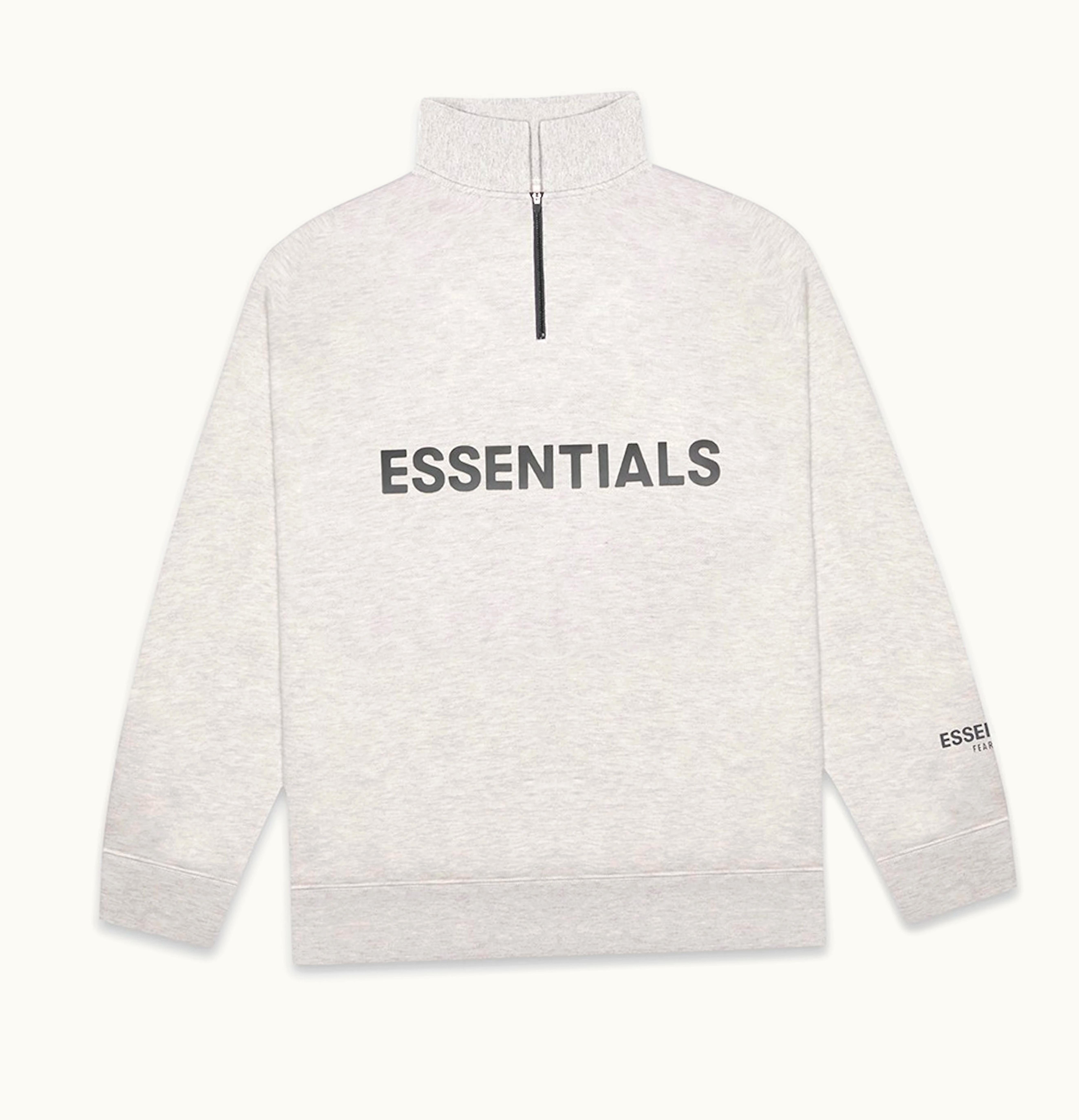 FEAR OF GOD FEAR OF GOD ESSENTIALS Half Zip Pullover Sweater Light Heather Oatmeal