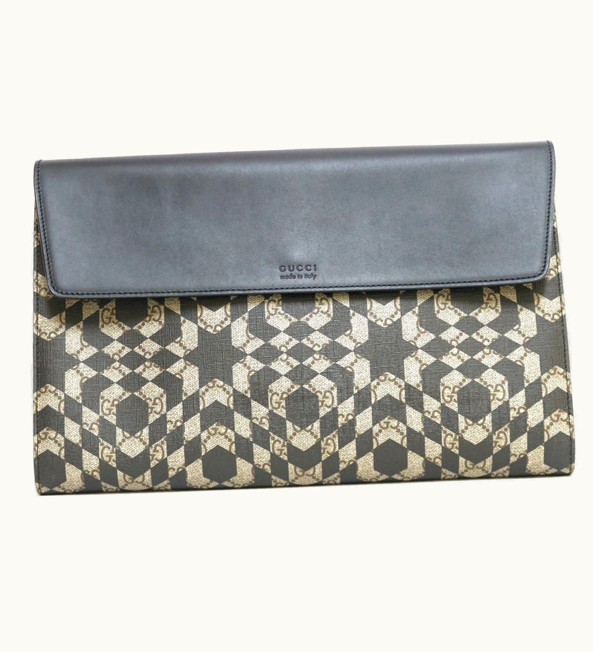 Gucci Gucci Clutch Bag GG Kaleido Supreme Black Men's Leather