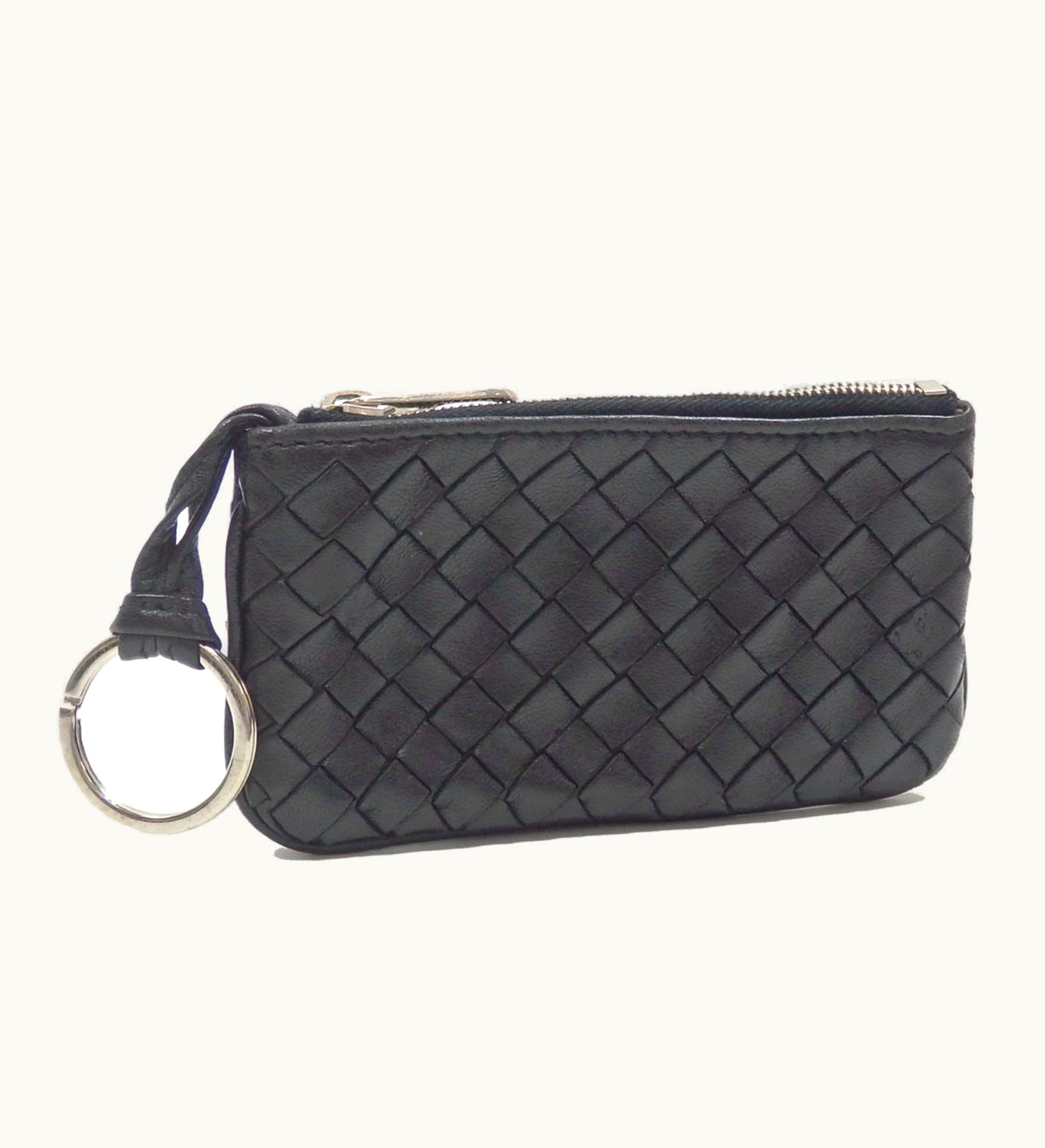 Bottega Veneta Bottega Veneta Coin Case Intrecciato Men's Black Leather 131232 Purse