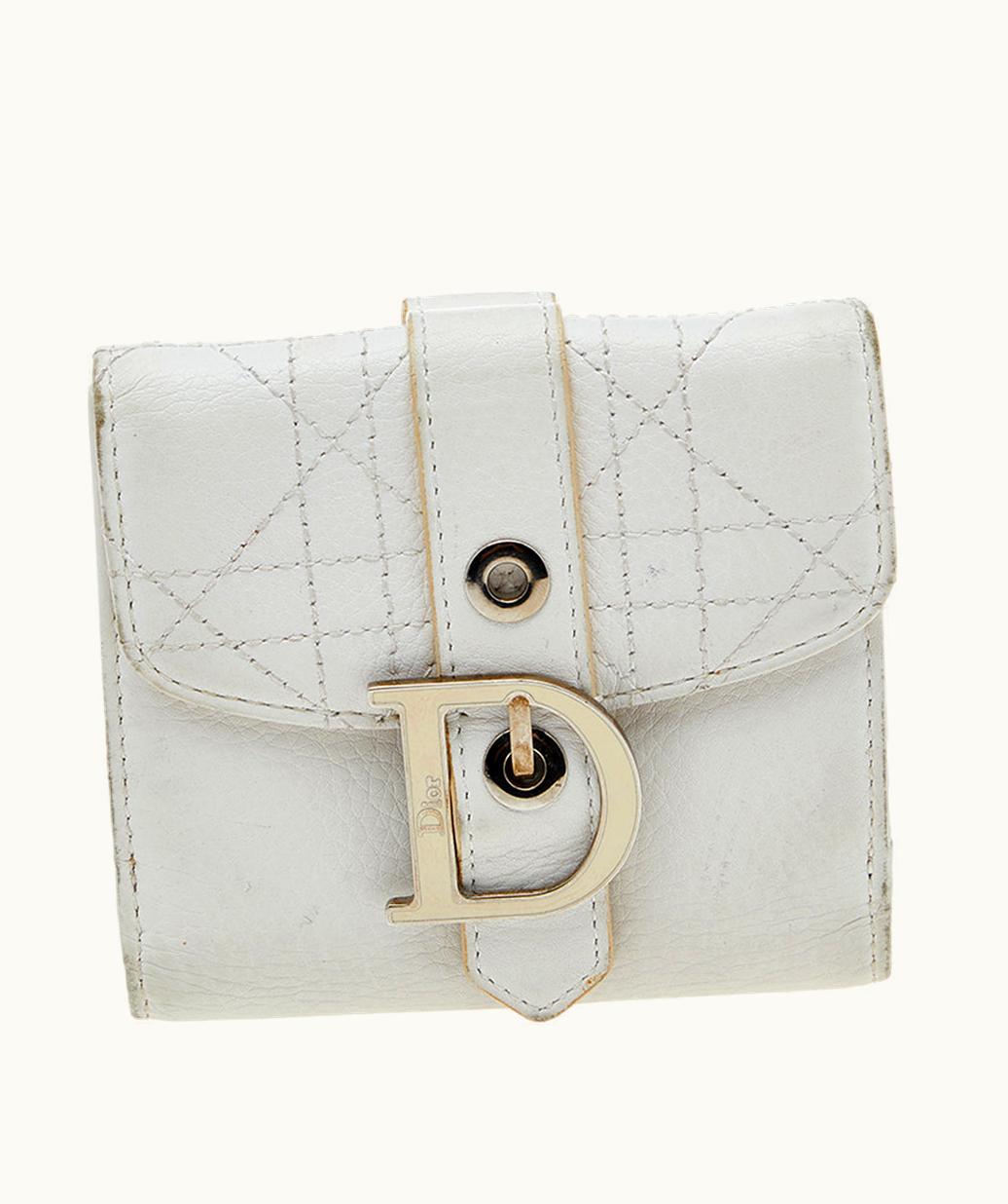 Dior Dior White Cannage Leather French Wallet