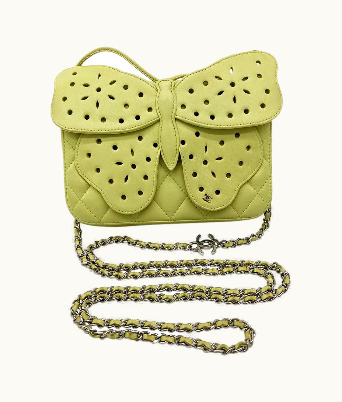 Chanel Chanel Butterfly Classic Flap Bag Lime Green Luxe