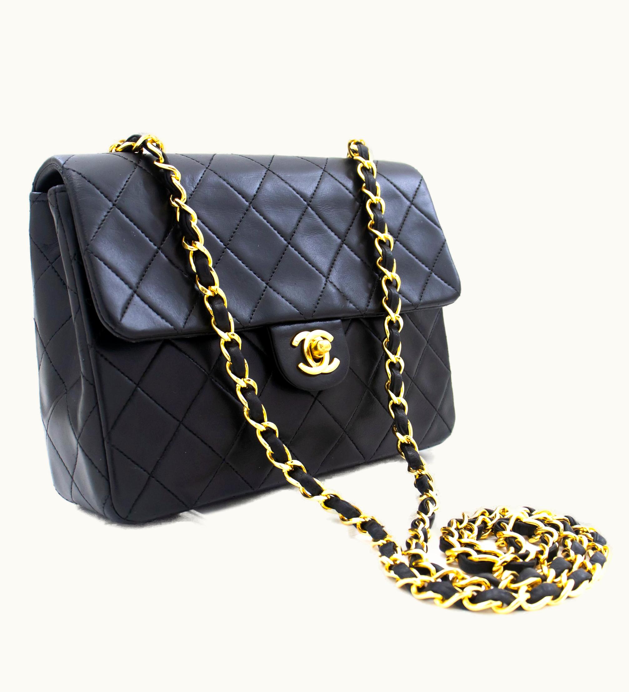 Chanel CHANEL Classic Vintage Mini Square Small Chain Shoulder Bag Crossbody Black Quilt