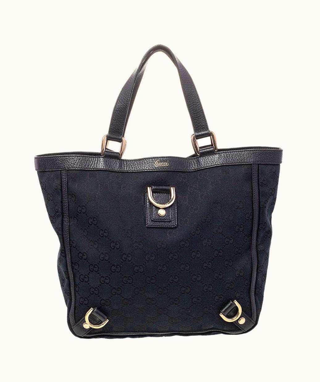 Gucci Gucci Black GG Canvas And Leather Small Abbey Tote