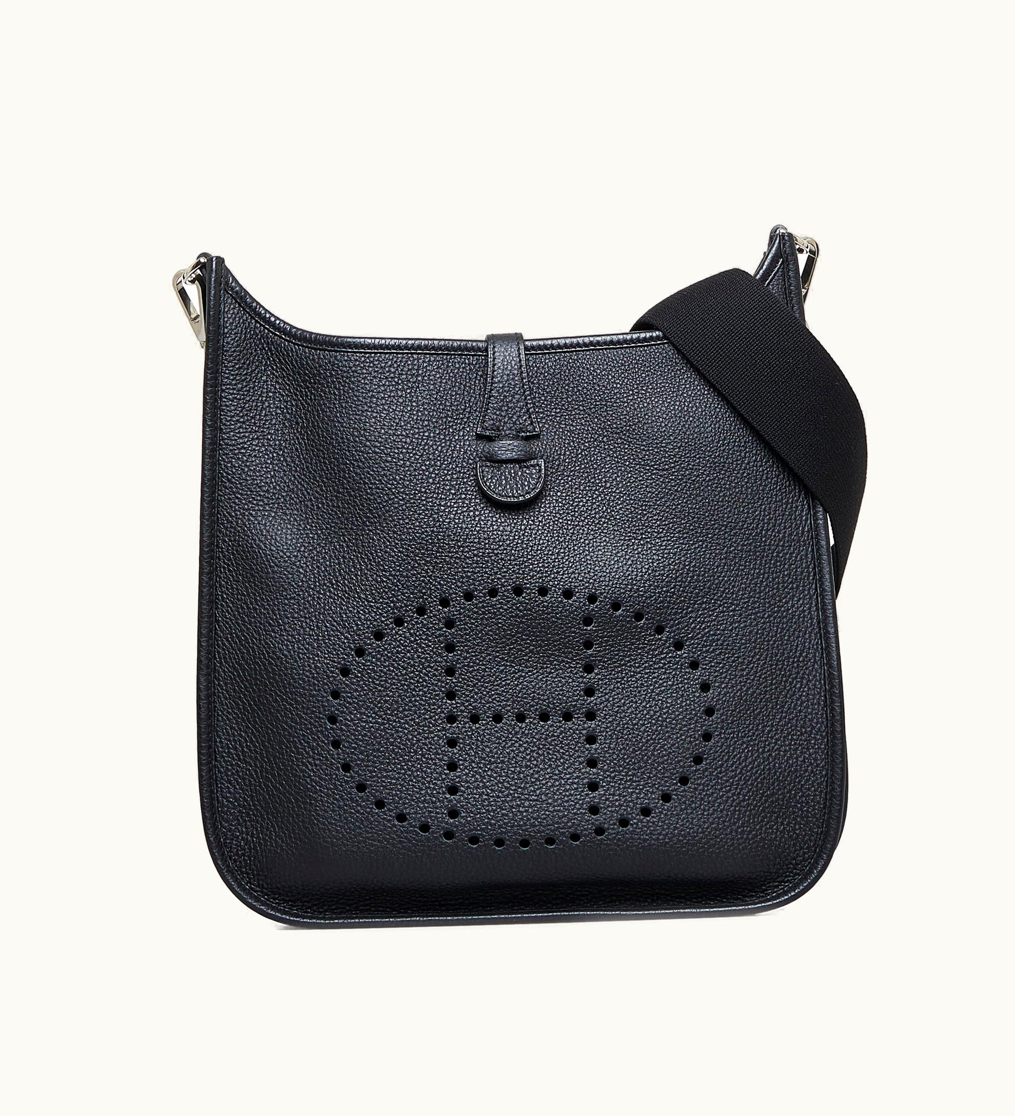 HERMES Evelyne I Crossbody Bag Leather Shoulder Strap Dust Bag Black