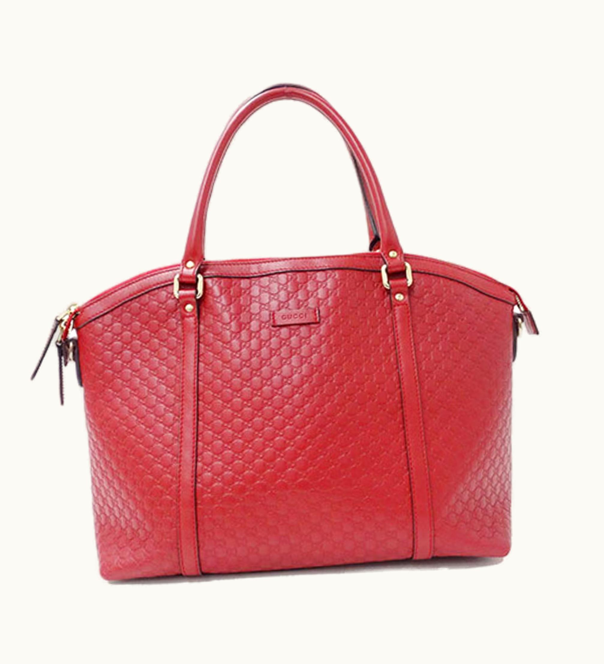 Gucci Gucci Bag Ladies Tote Leather Micro GG Shima Red 449657