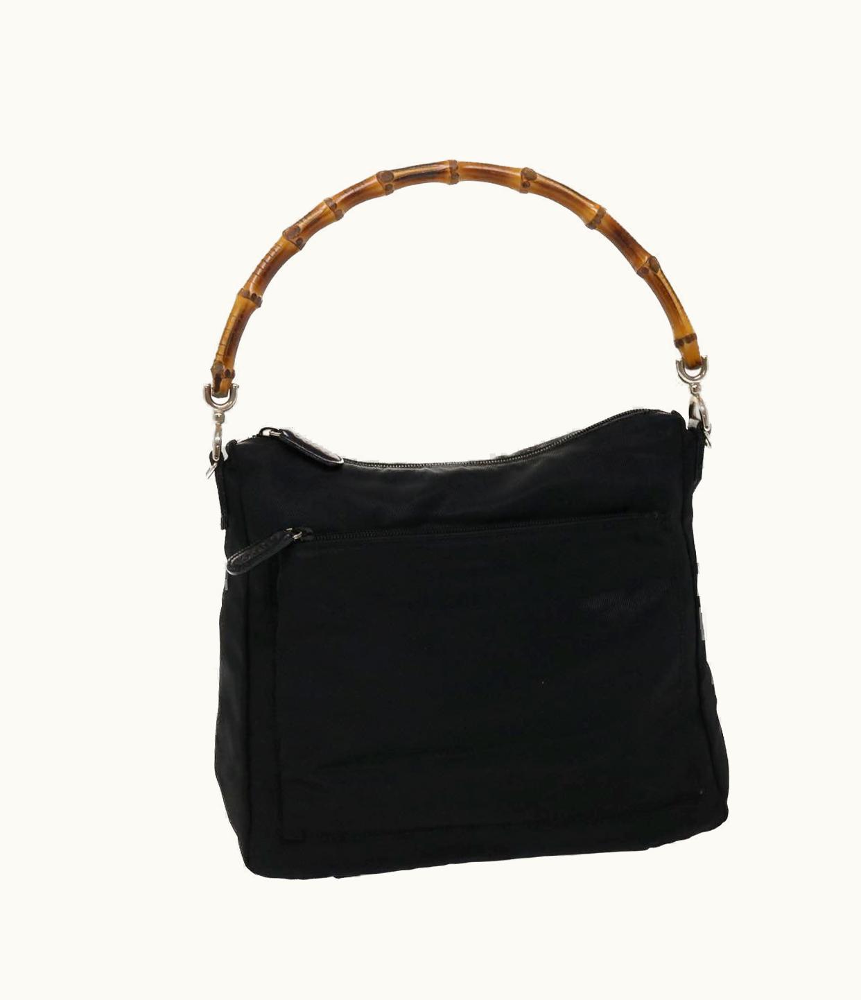 Gucci Gucci Bamboo Shoulder Bag Nylon Black 00020320509