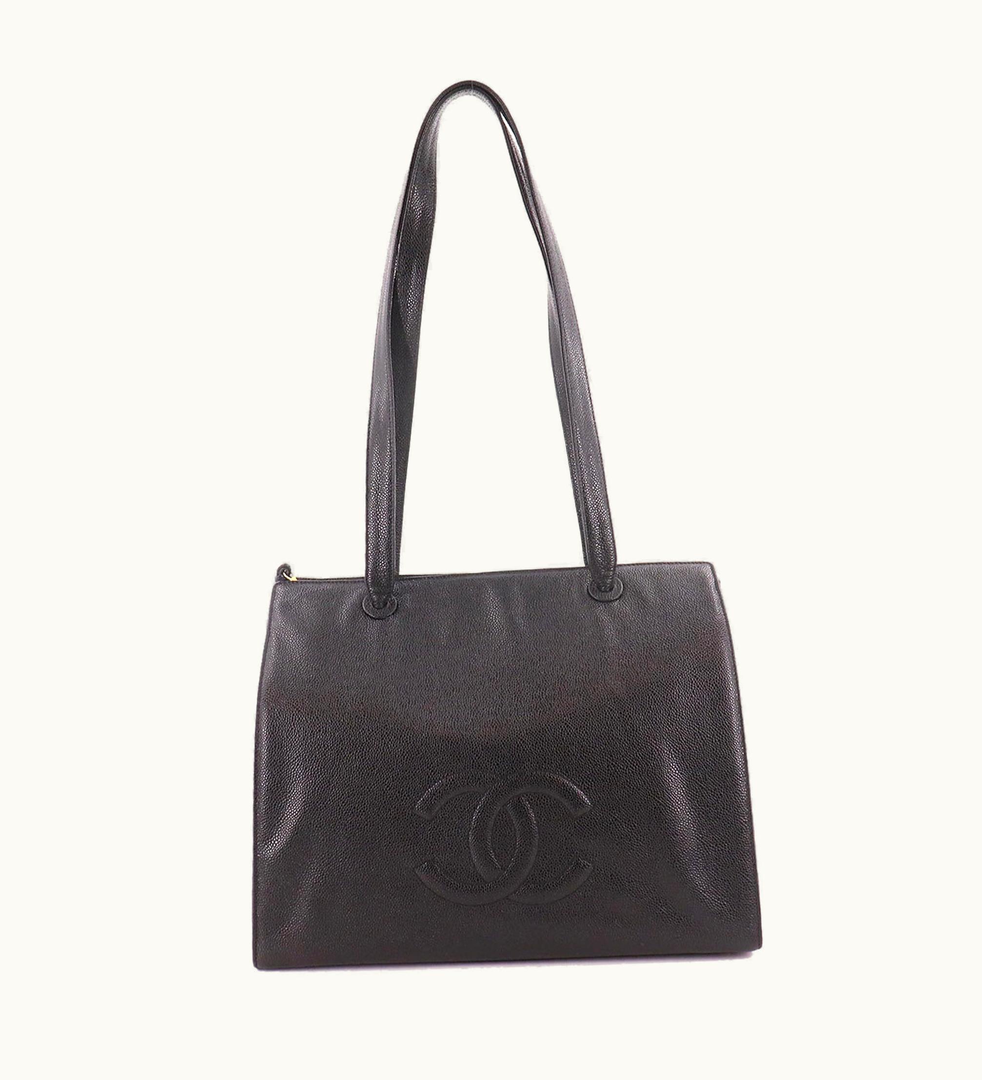 Chanel Chanel Cocomark Tote Bag Caviar Skin Black Gold Hardware Vintage