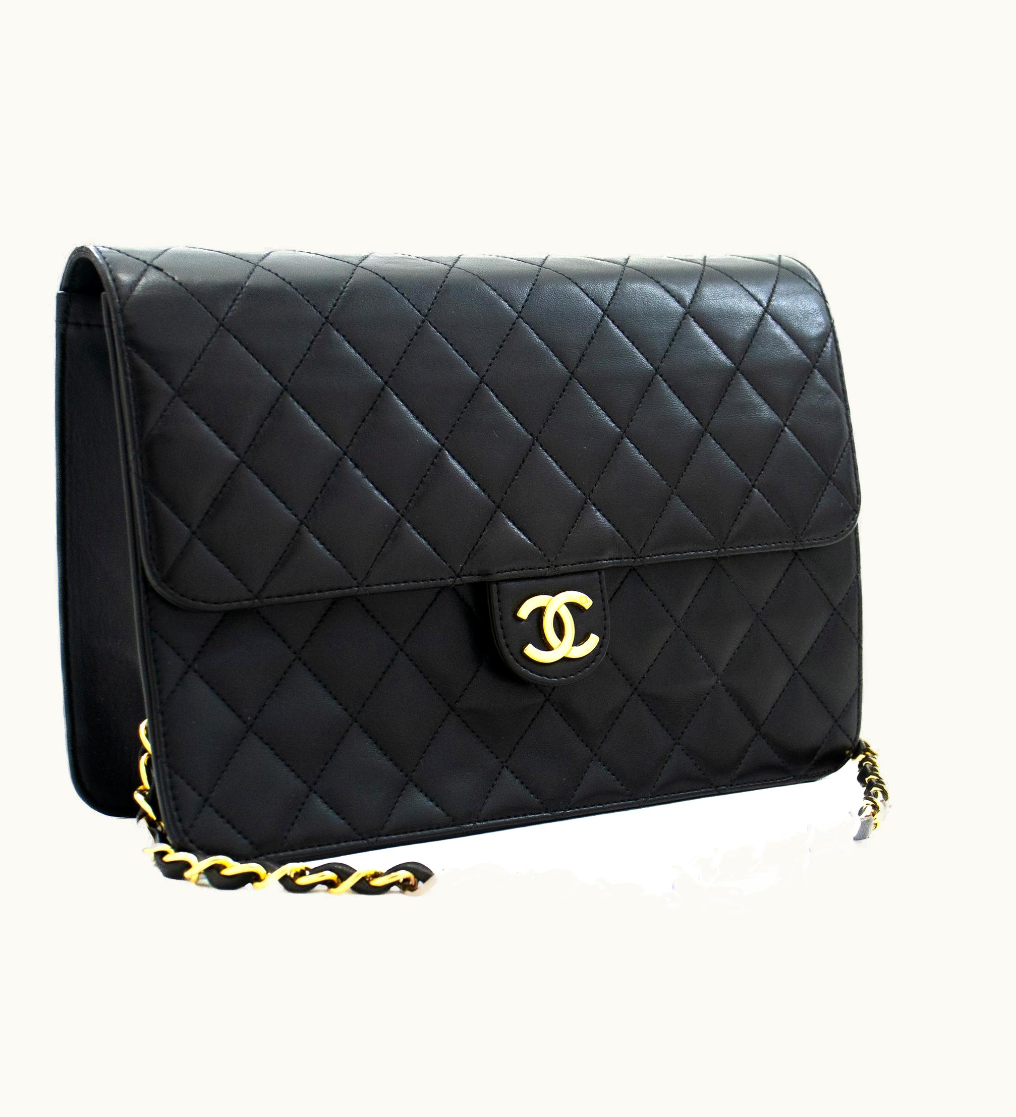 Chanel Chanel Classic Chain Shoulder Bag Clutch Black Quilted Lambskin