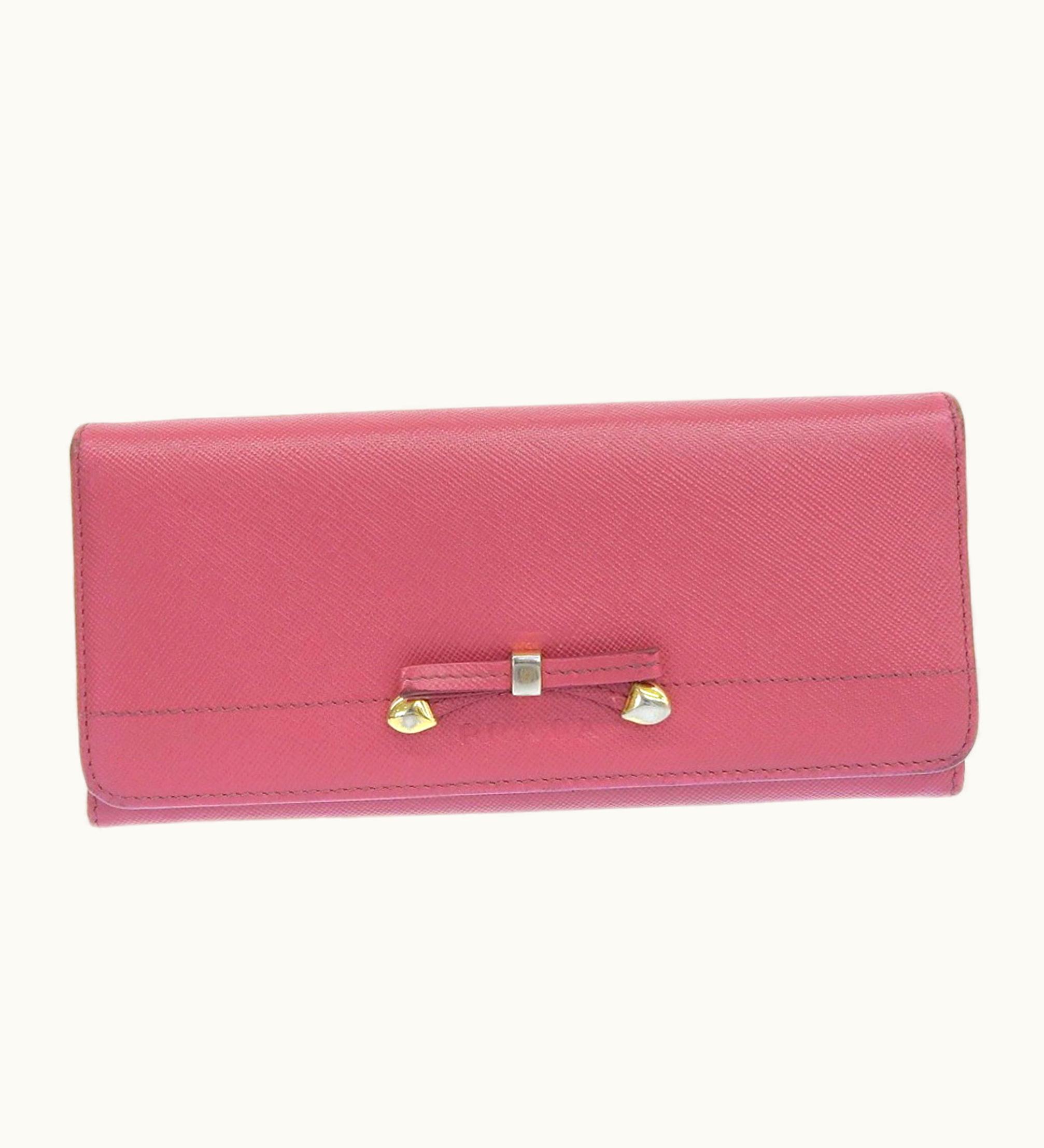 Prada Prada Long Wallet Ribbon 1M1132 Saffiano Peonia Pink Women's