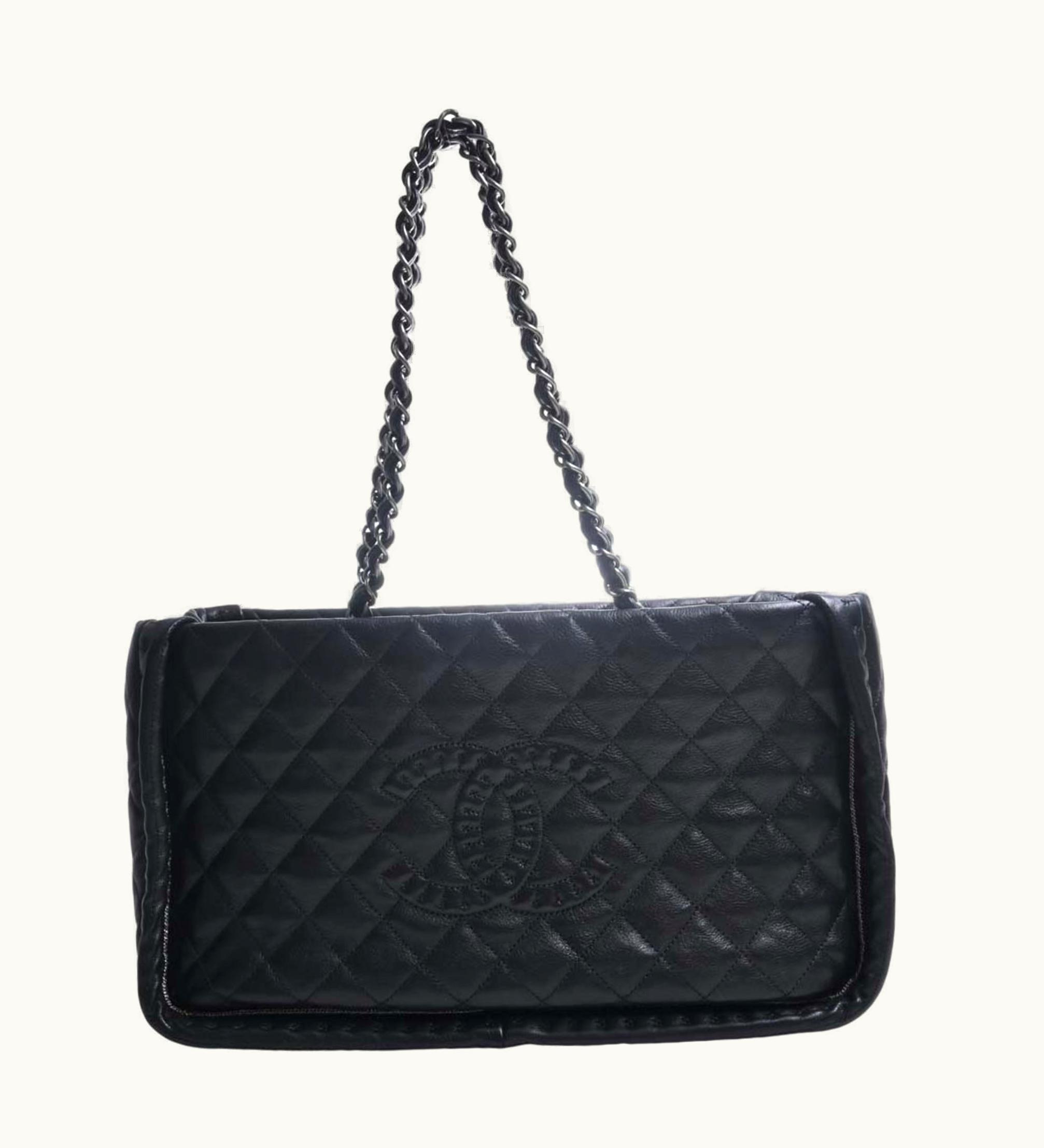 Chanel Chanel Leather Matelasse Coco Mark Chain Tote Bag Black Ladies