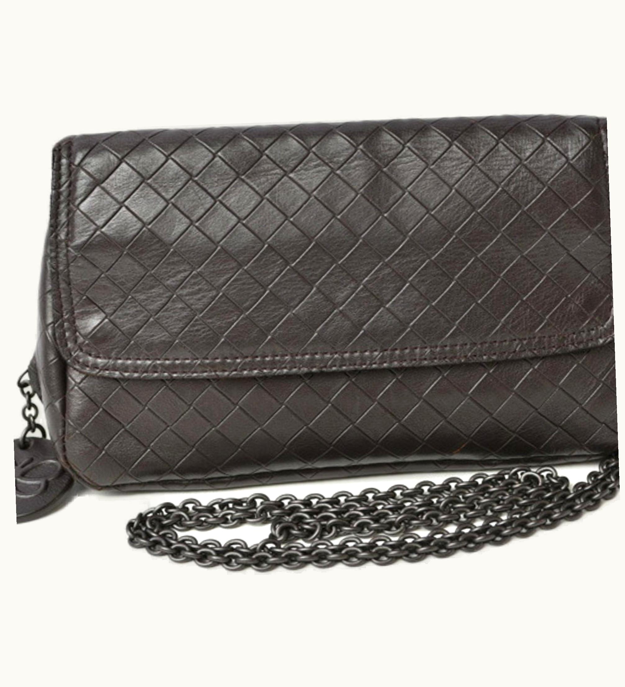 Bottega Veneta Bottega Veneta Shoulder Bag Clutch Intreccio Mirage Dark Brown