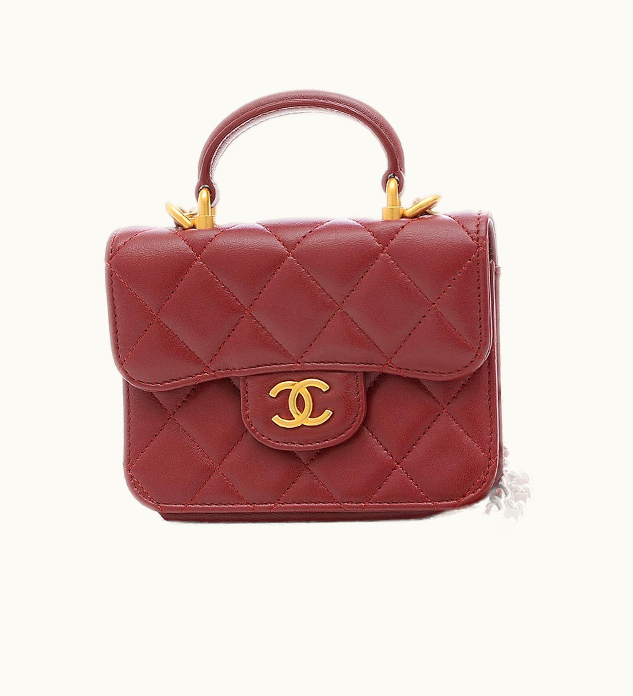 Chanel Chanel Matelasse Flap Coin Purse Chain Pouch Lambskin Bordeaux Ap2200