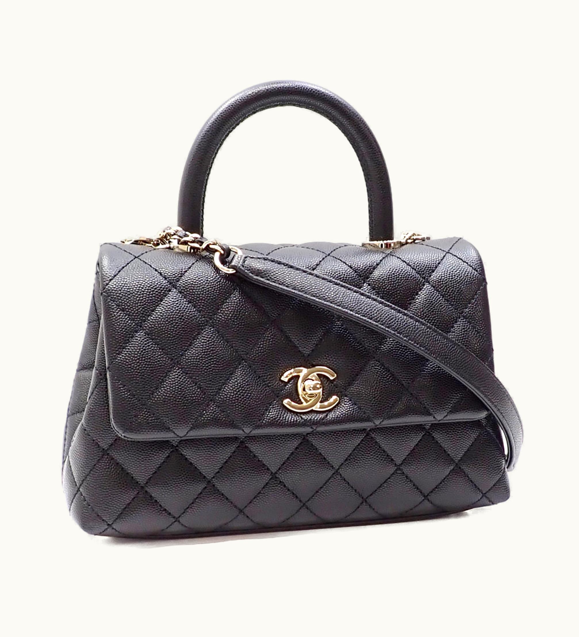 Chanel Chanel Handbag Matelasse Coco Handle XXS Women's Black Caviar Skin As2215