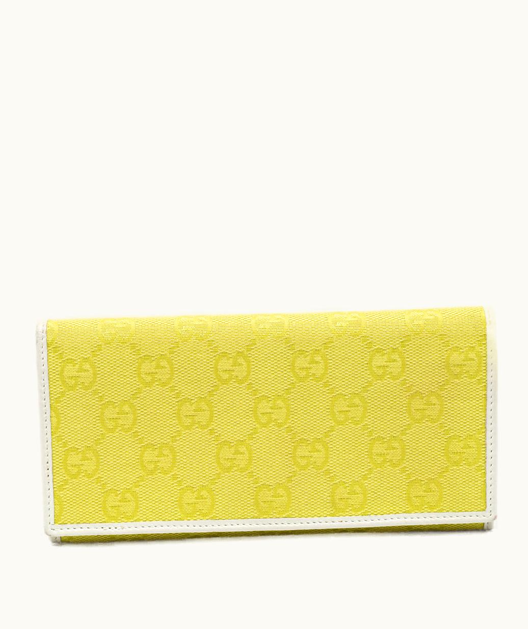 Gucci Gucci Yellow/White GG Canvas And Leather Continental Wallet
