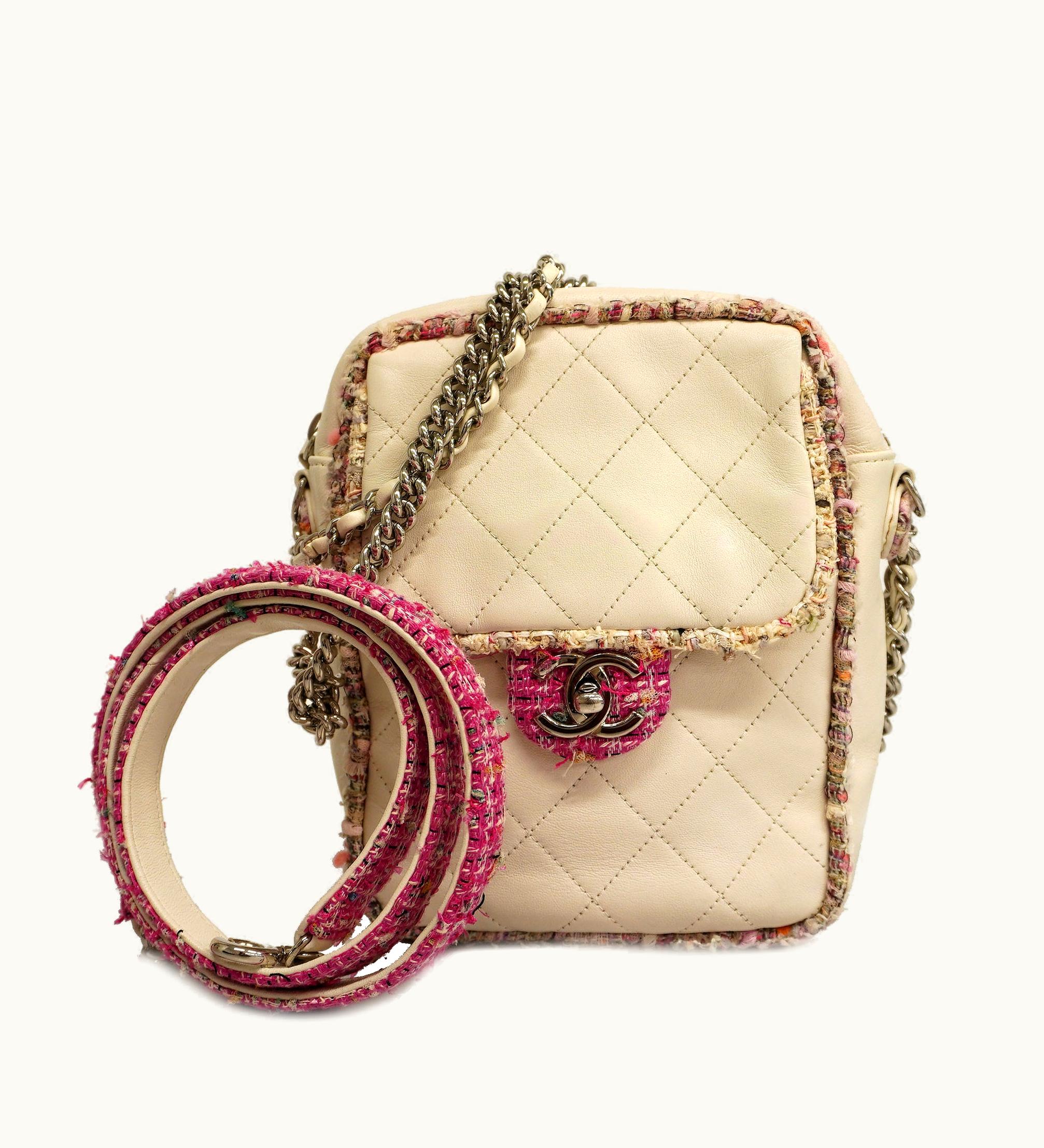 Chanel Chanel Matelasse Chain Shoulder Women's Tweed, Leather Shoulder Bag White