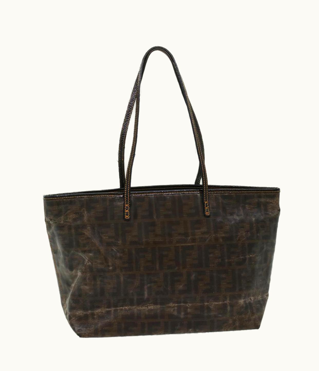 Fendi Fendi Zucca Canvas Tote Bag Coated Canvas Brown Black