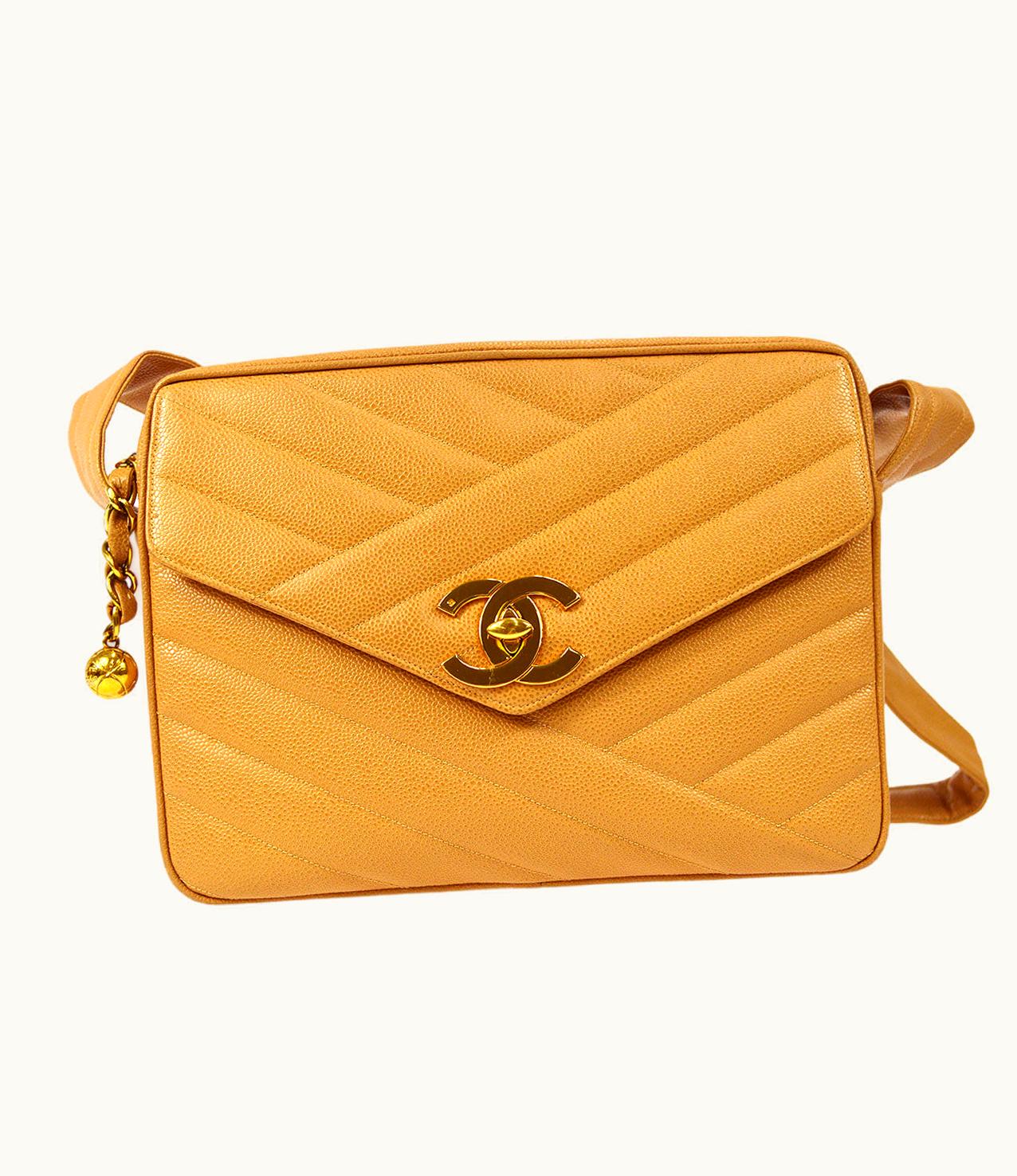 Chanel Chanel Bias Stitch Shoulder Bag Beige Caviar 49321