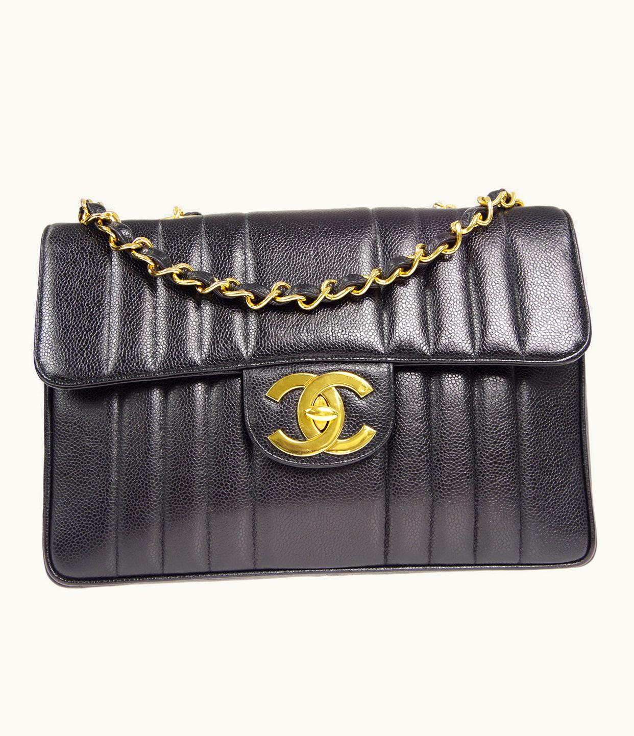 Chanel Chanel 1991-1994 Vertical Classic Flap Jumbo Black Caviar 17219