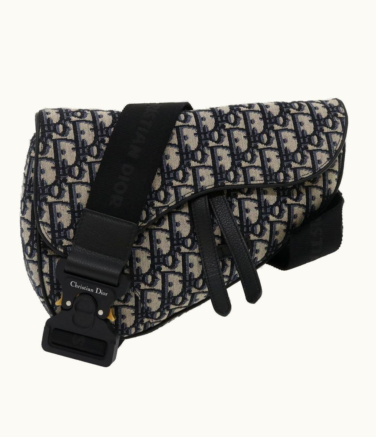 Dior Dior Christian Dior Trotter Canvas Oblique Saddle Shoulder Body Bag Blue