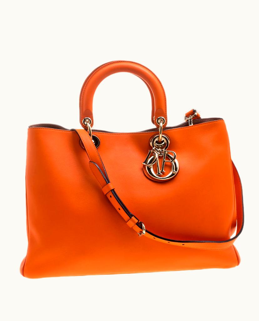 Dior Dior Orange Leather Large Issimo Shopper Tote