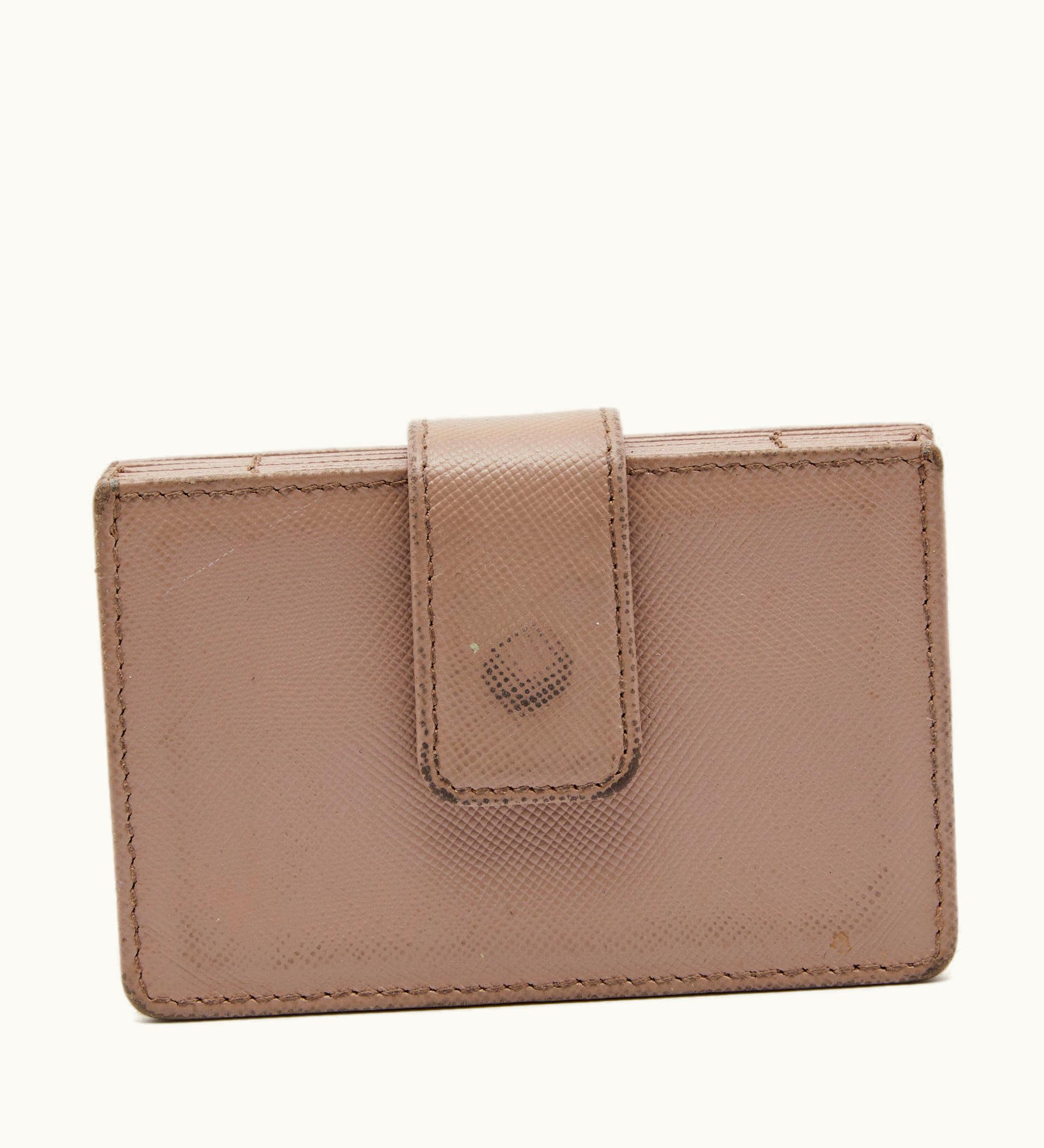 Prada Prada Beige Saffiano Leather 5 Gusset Card Holder