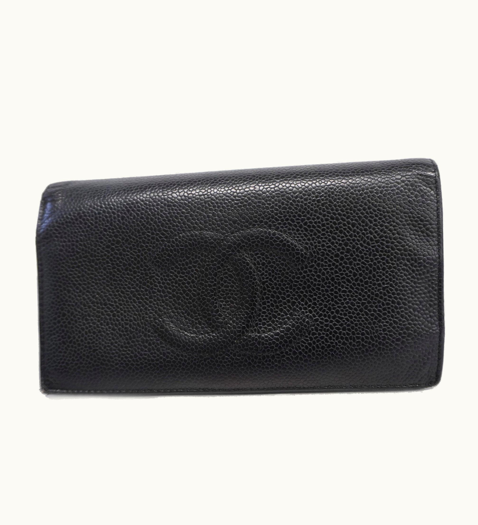 Chanel Chanel Classic Gold Hardware Women's Caviar Leather Long Wallet Black