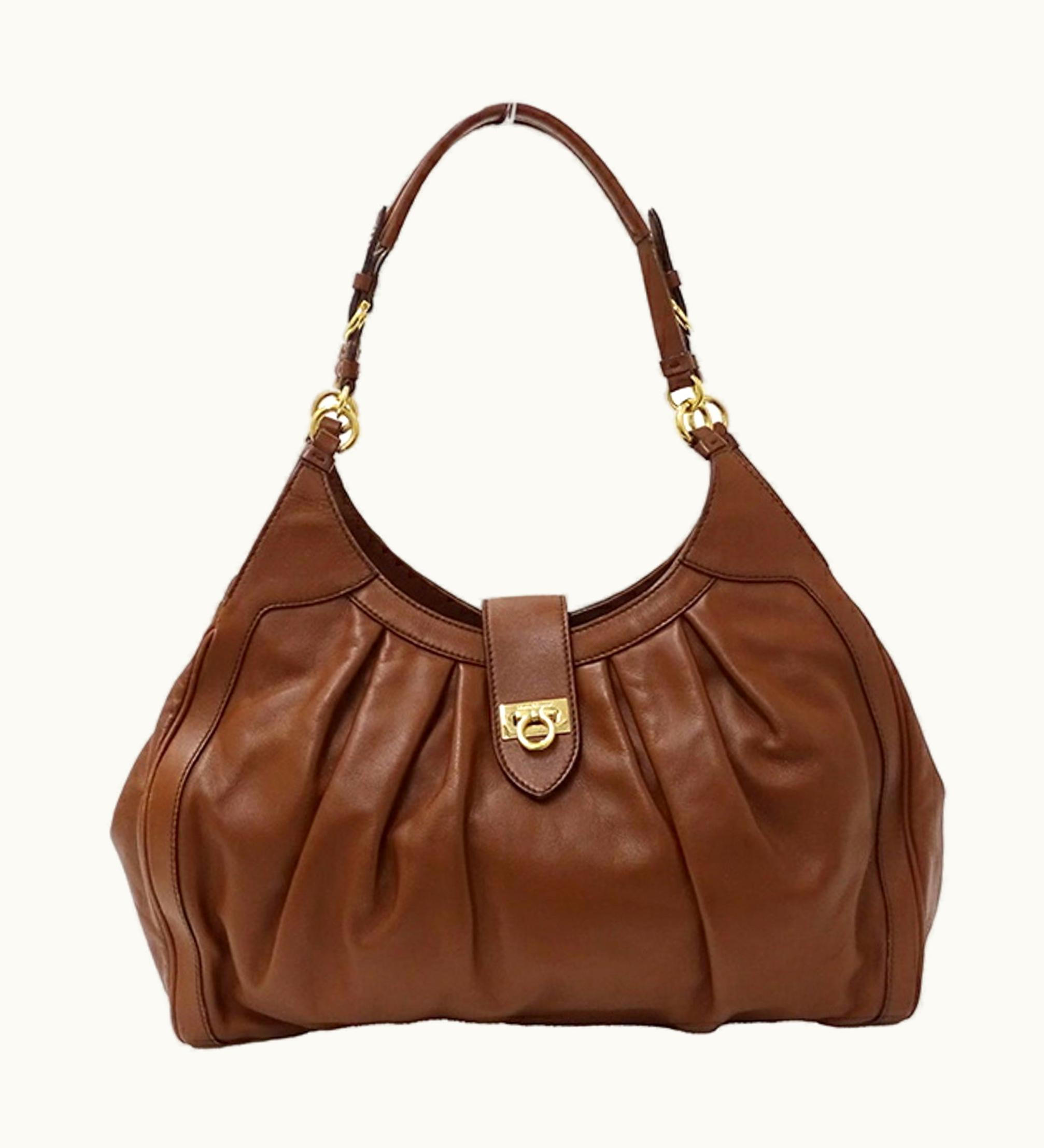 Salvatore Ferragamo Salvatore Ferragamo Bag Ladies Gancini Handbag Leather Brown