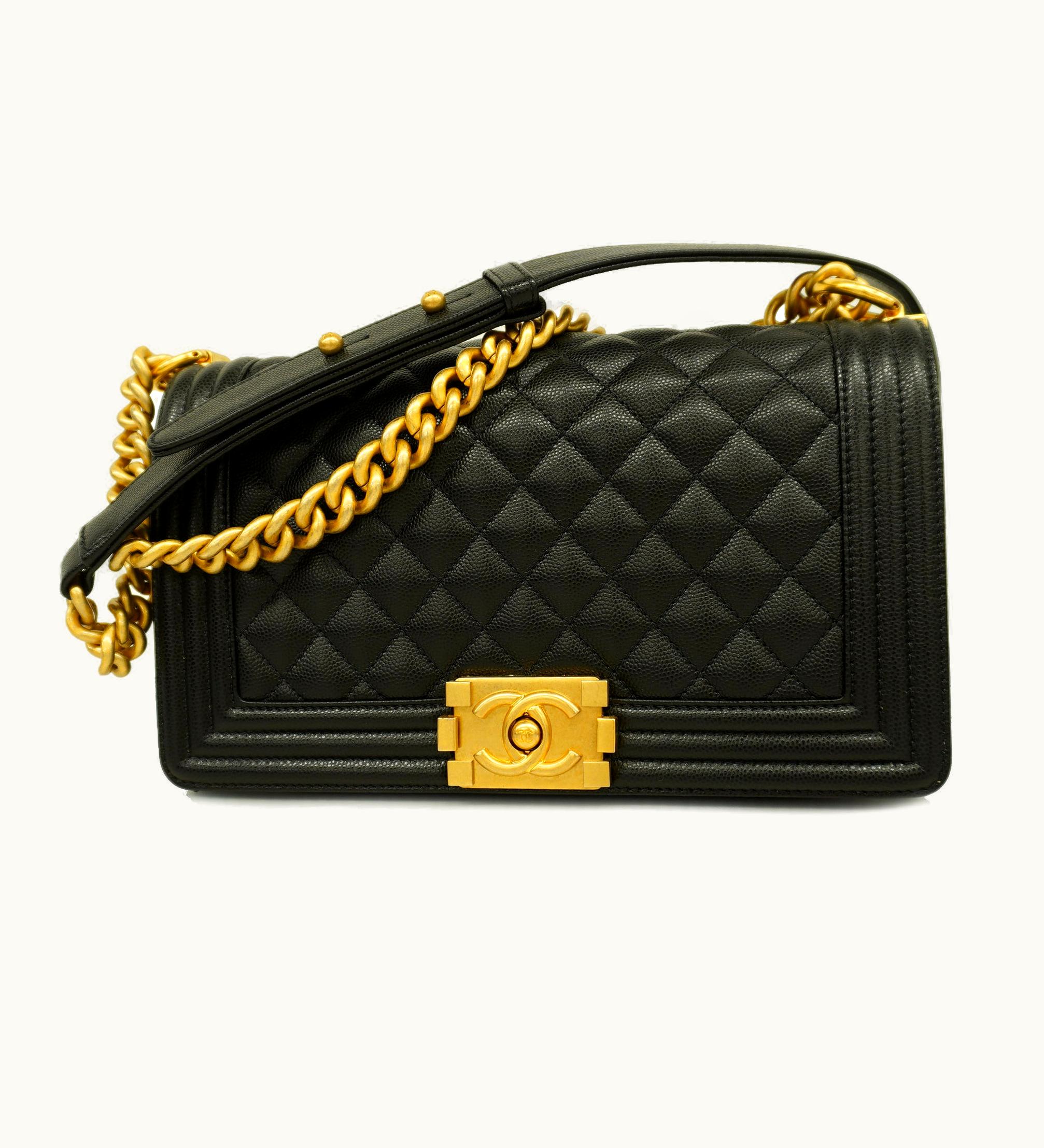 Chanel Chanel Boy Chain Shoulder Women's Caviar Leather Shoulder Bag Black