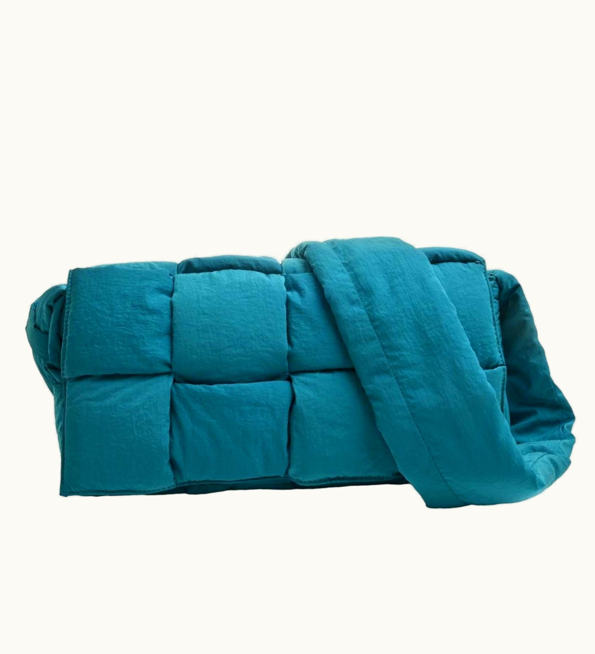 Bottega Veneta Bottega Veneta Intrecciato Nylon Paddet Tech Cassette Shoulder Bag Blue Ladies