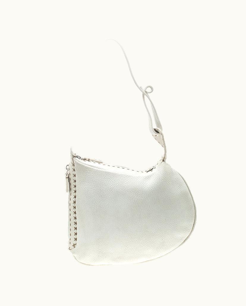 Fendi Fendi Ivory Selleria Leather Small Oyster Hobo