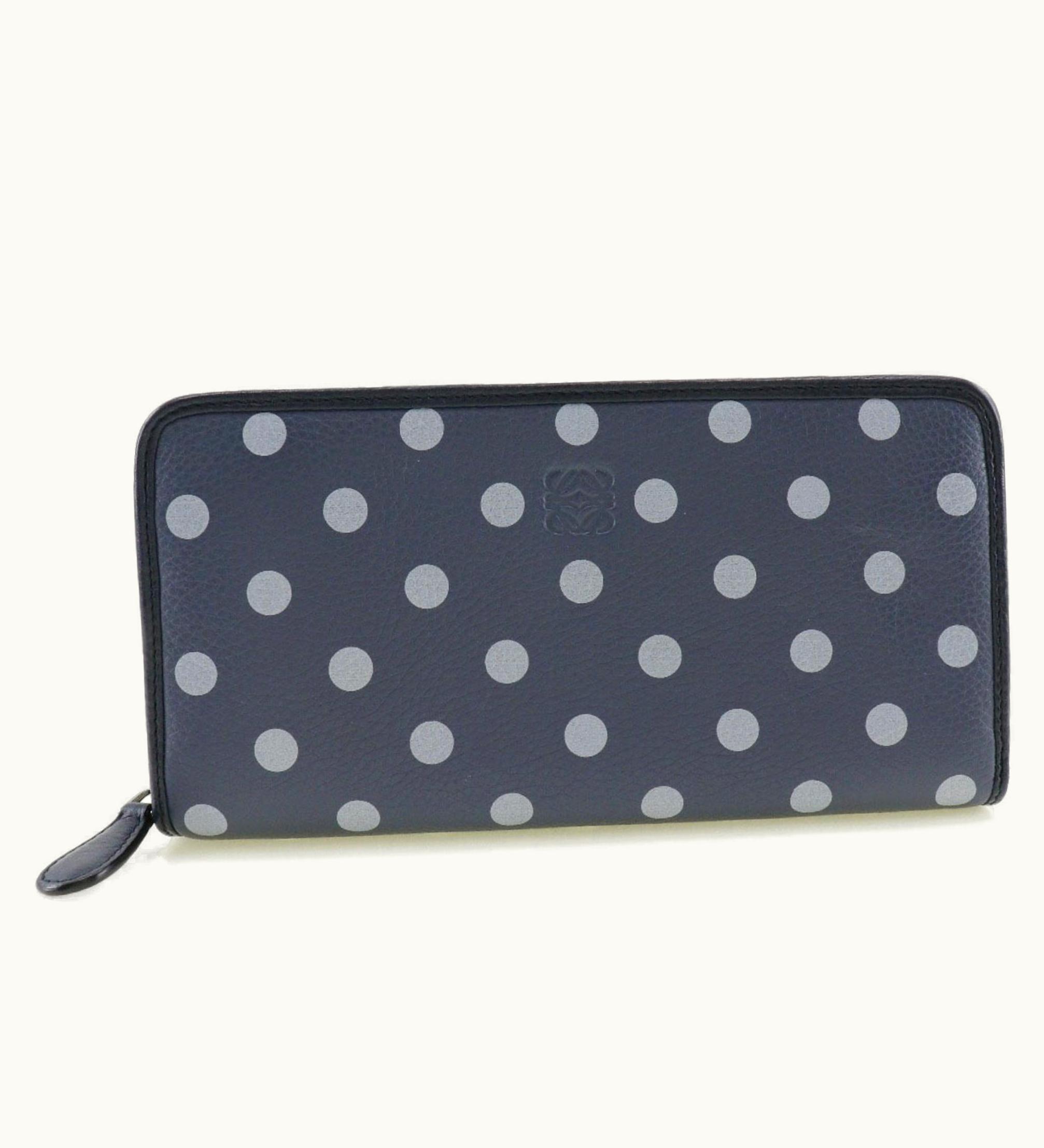 Loewe Loewe Polka Dot Long Wallet Cruz 131N34.F13 Calf Blue Gray Ladies