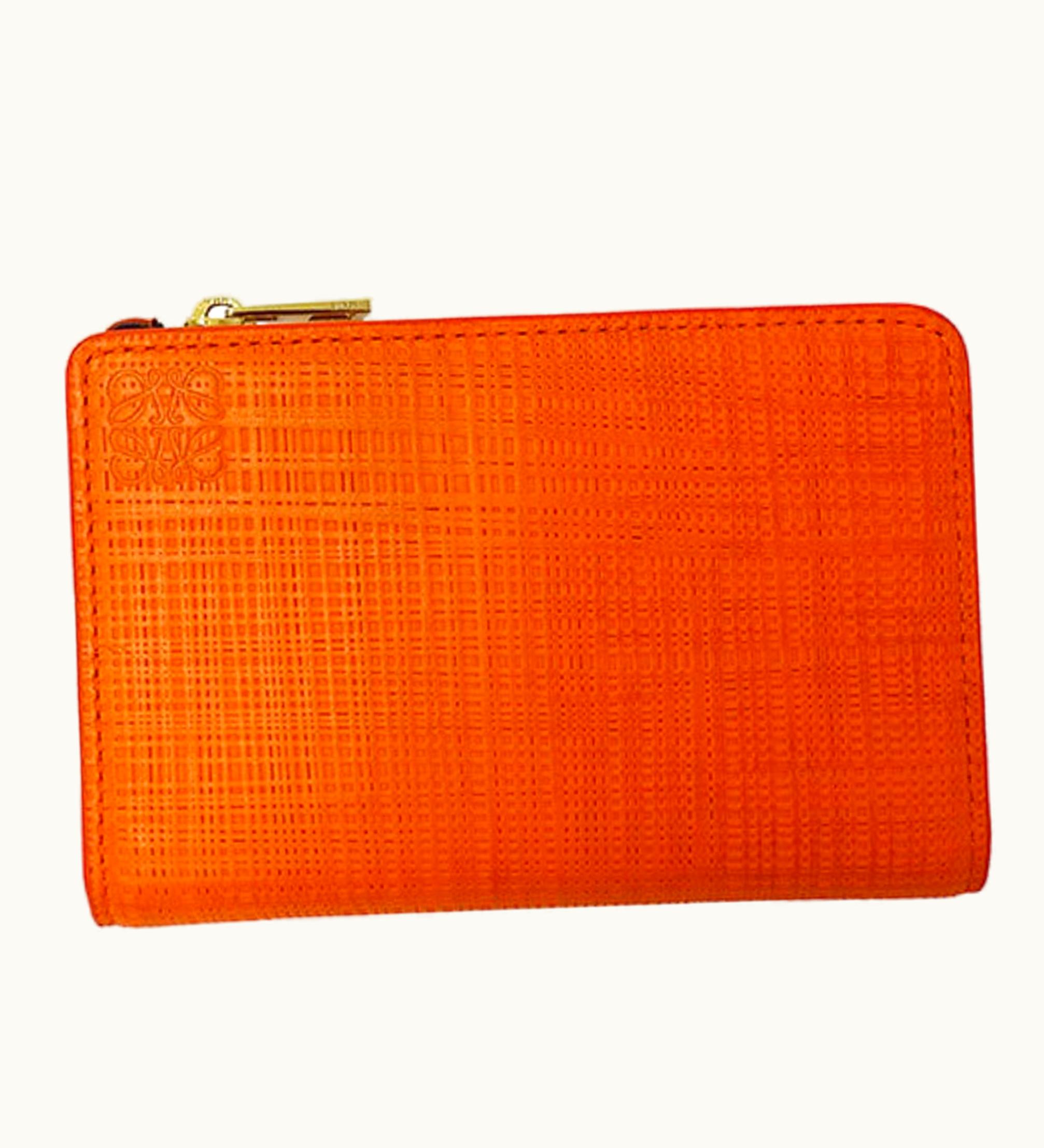 Loewe Loewe Wallet Women's Anagram Linen Bifold Leather Orange