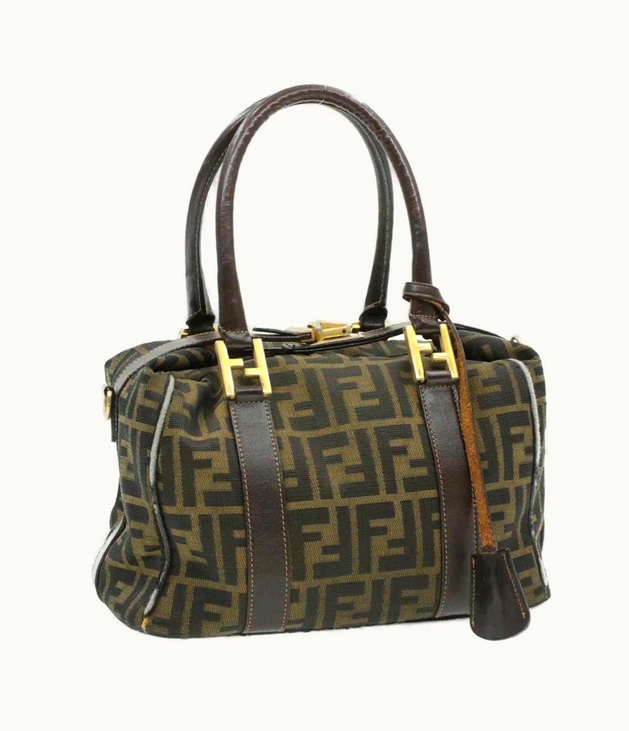 Fendi FENDI Zucca Canvas Hand Bag Black/Brown