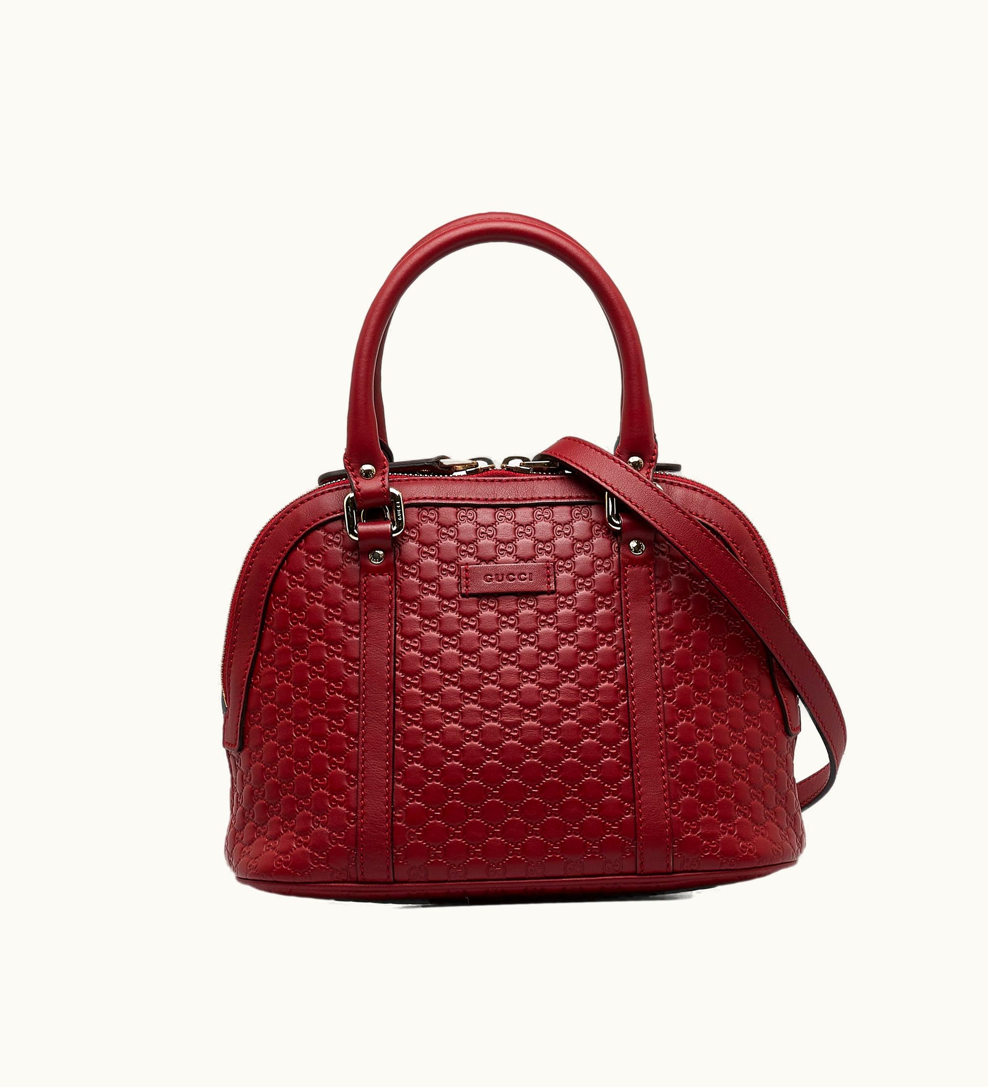 Gucci Gucci Microssima Dome Satchel Mini Leather Black